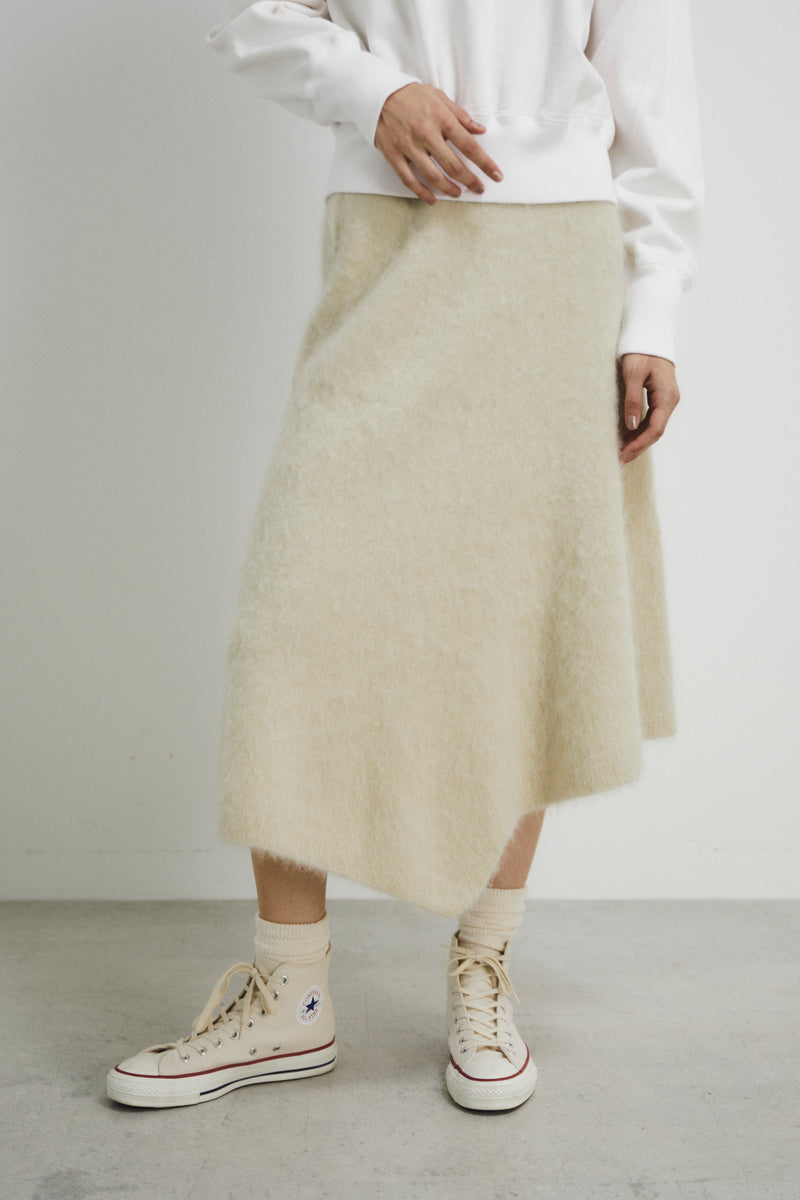 royal baby alpaca fur asymmetry knit skirt