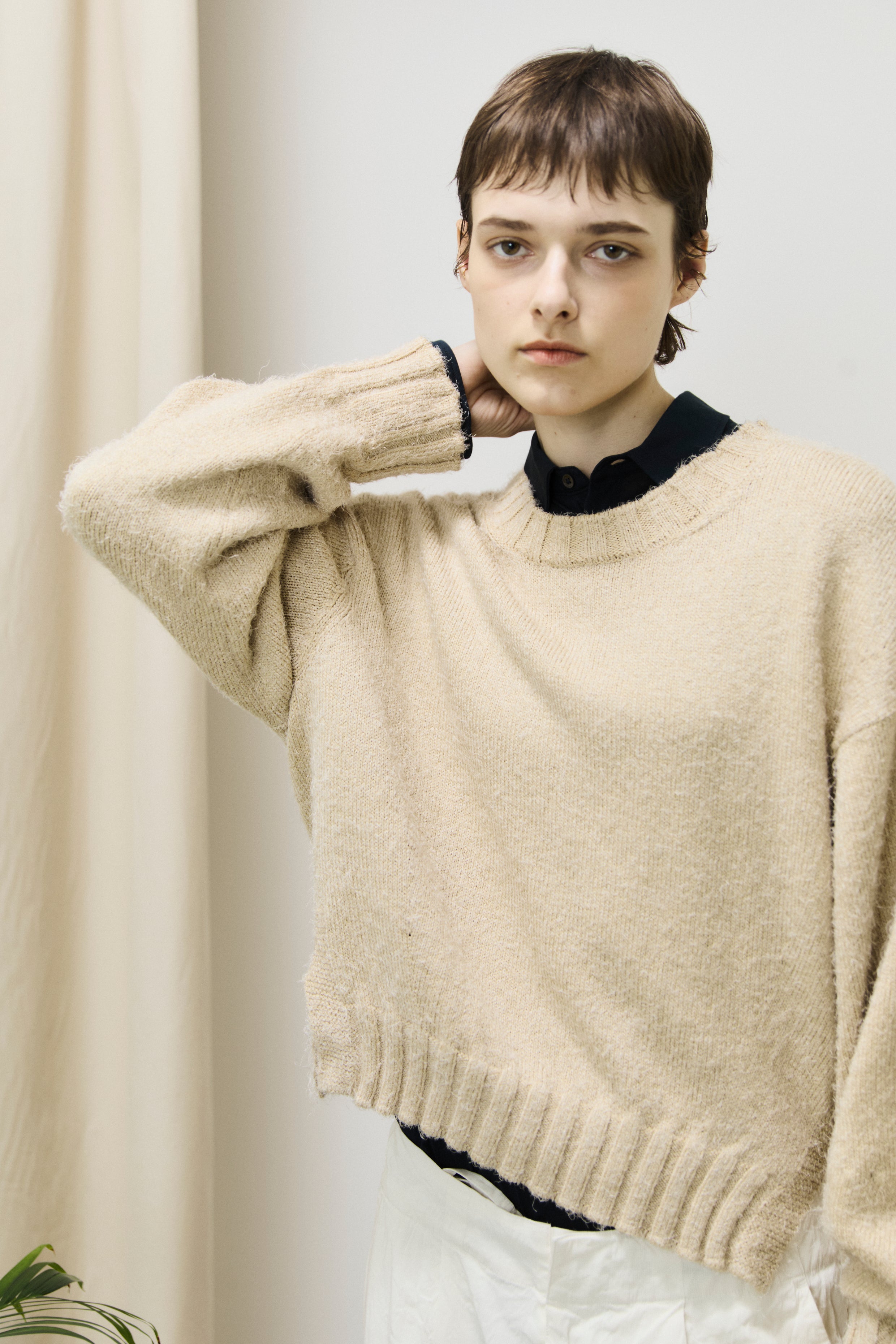 cotton & silk shaggy sweater