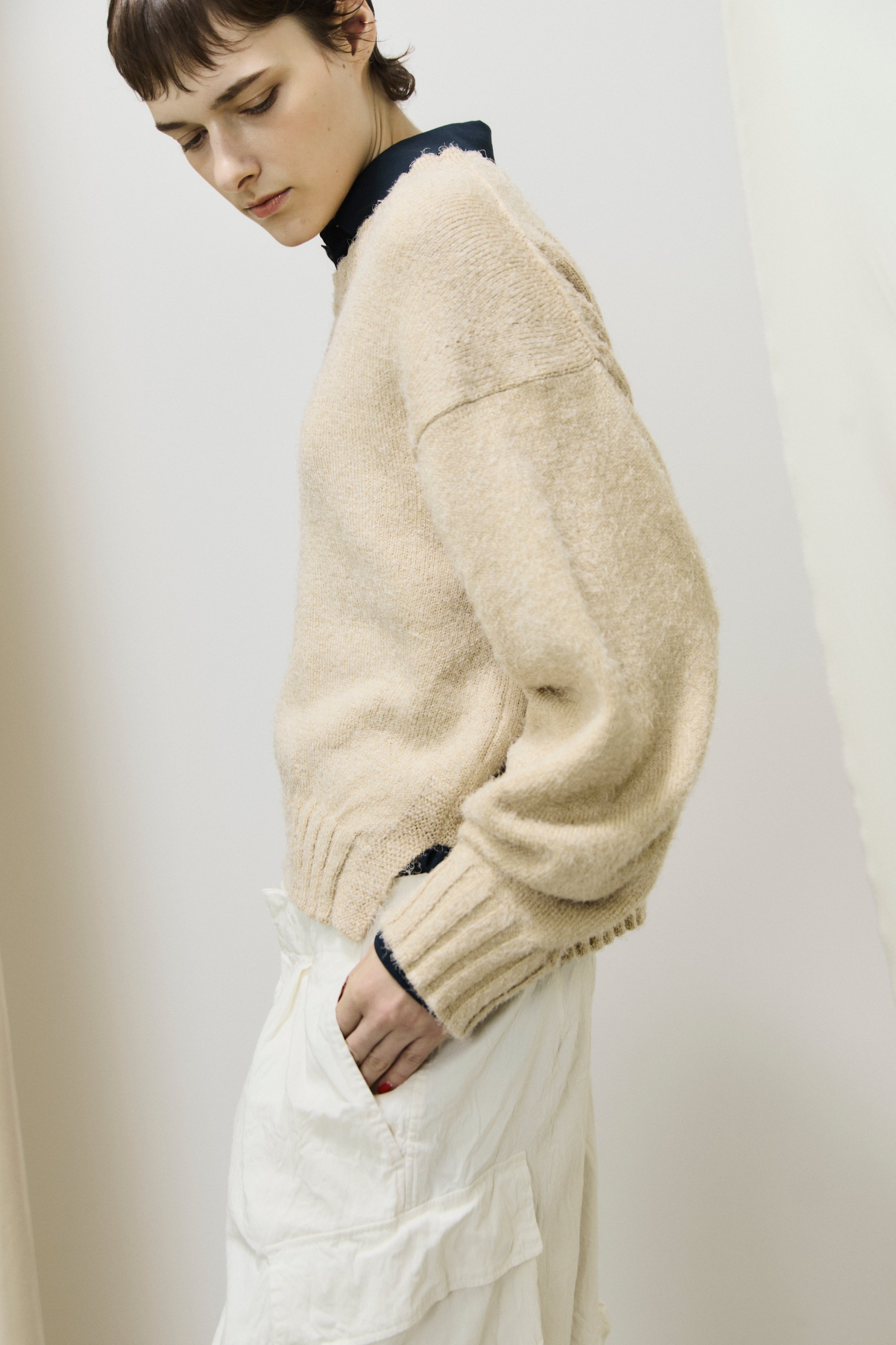 cotton & silk shaggy sweater