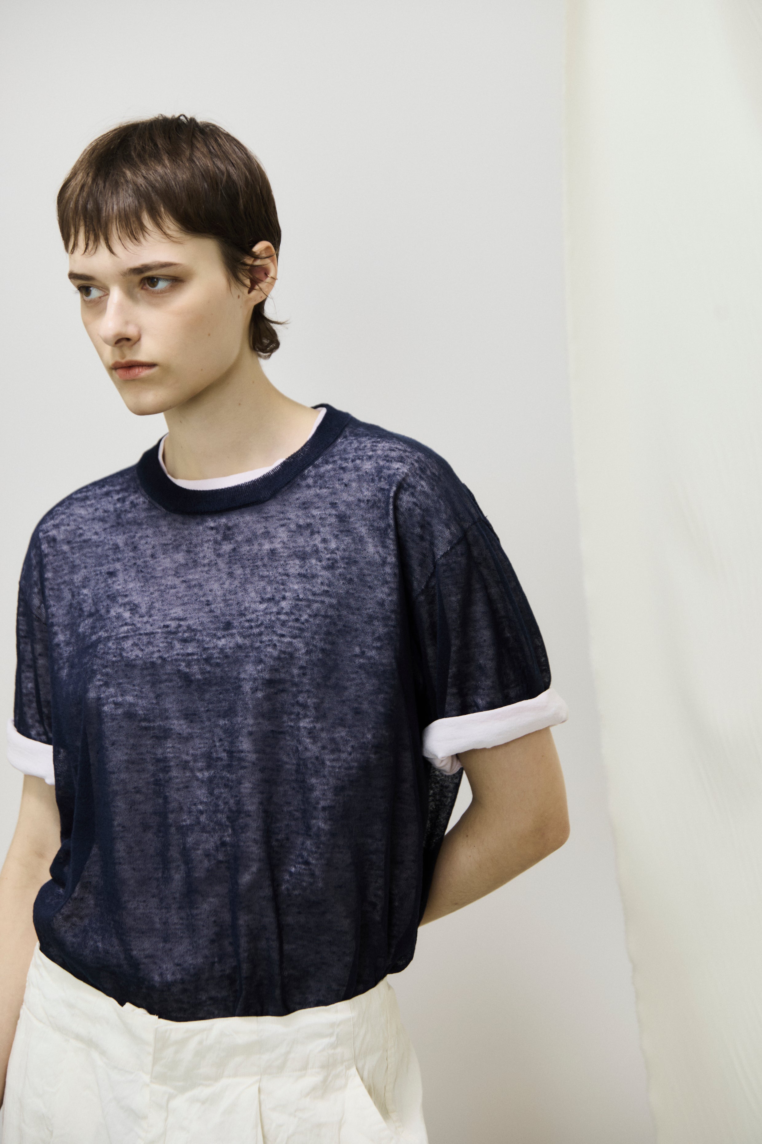 high-count linen oversized knit-Tee