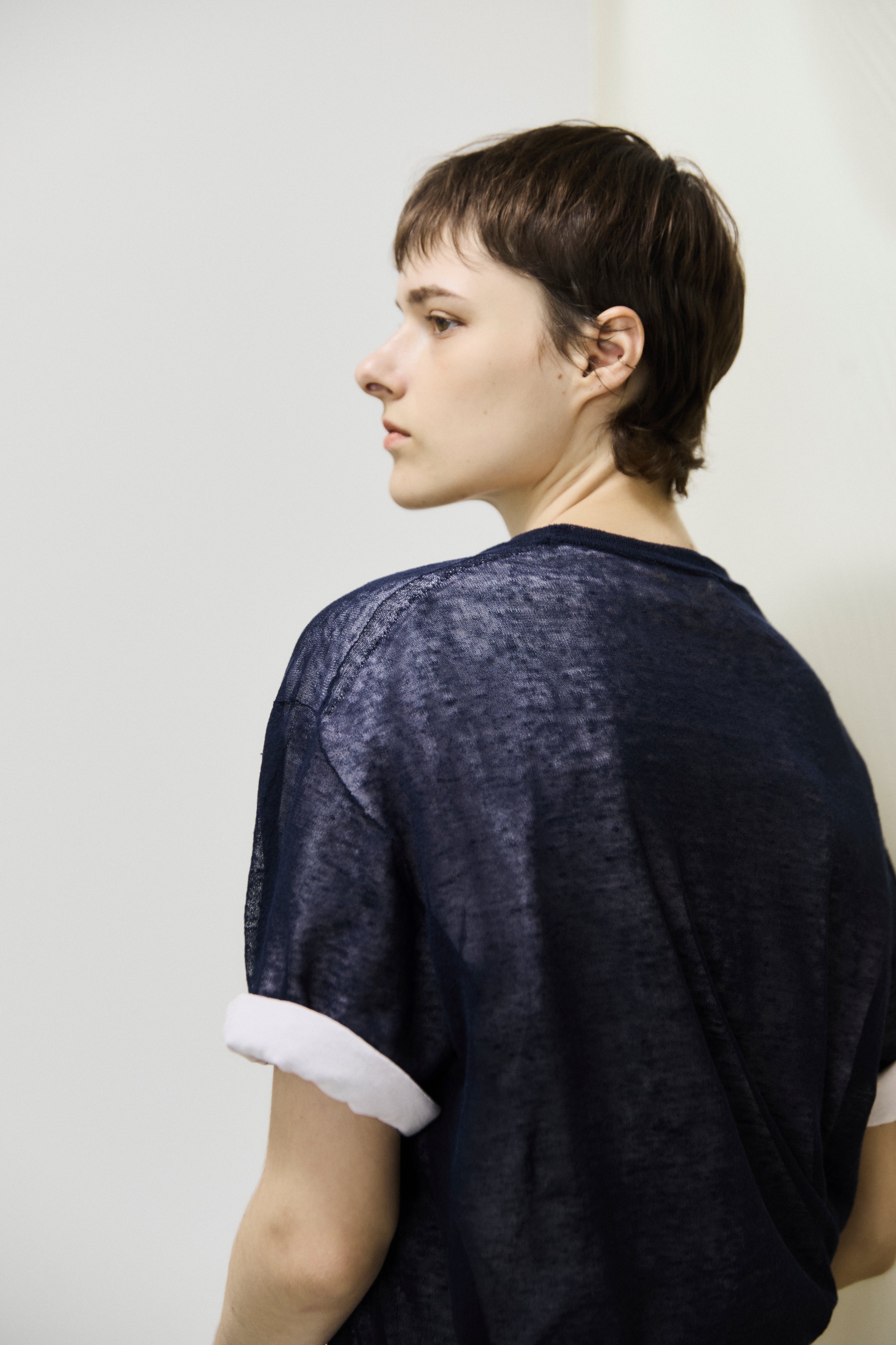 high-count linen oversized knit-Tee