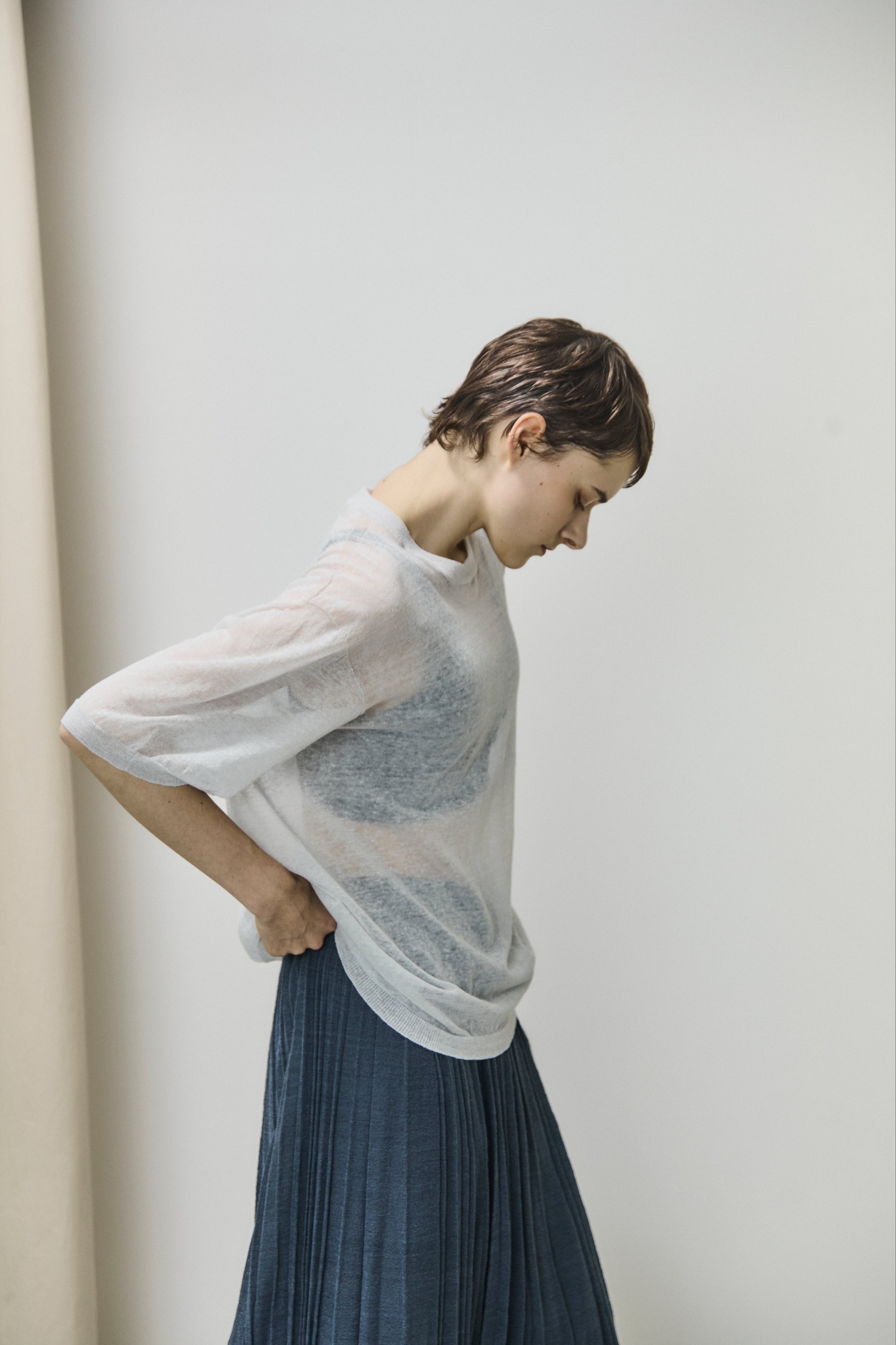 high-count linen oversized knit-Tee