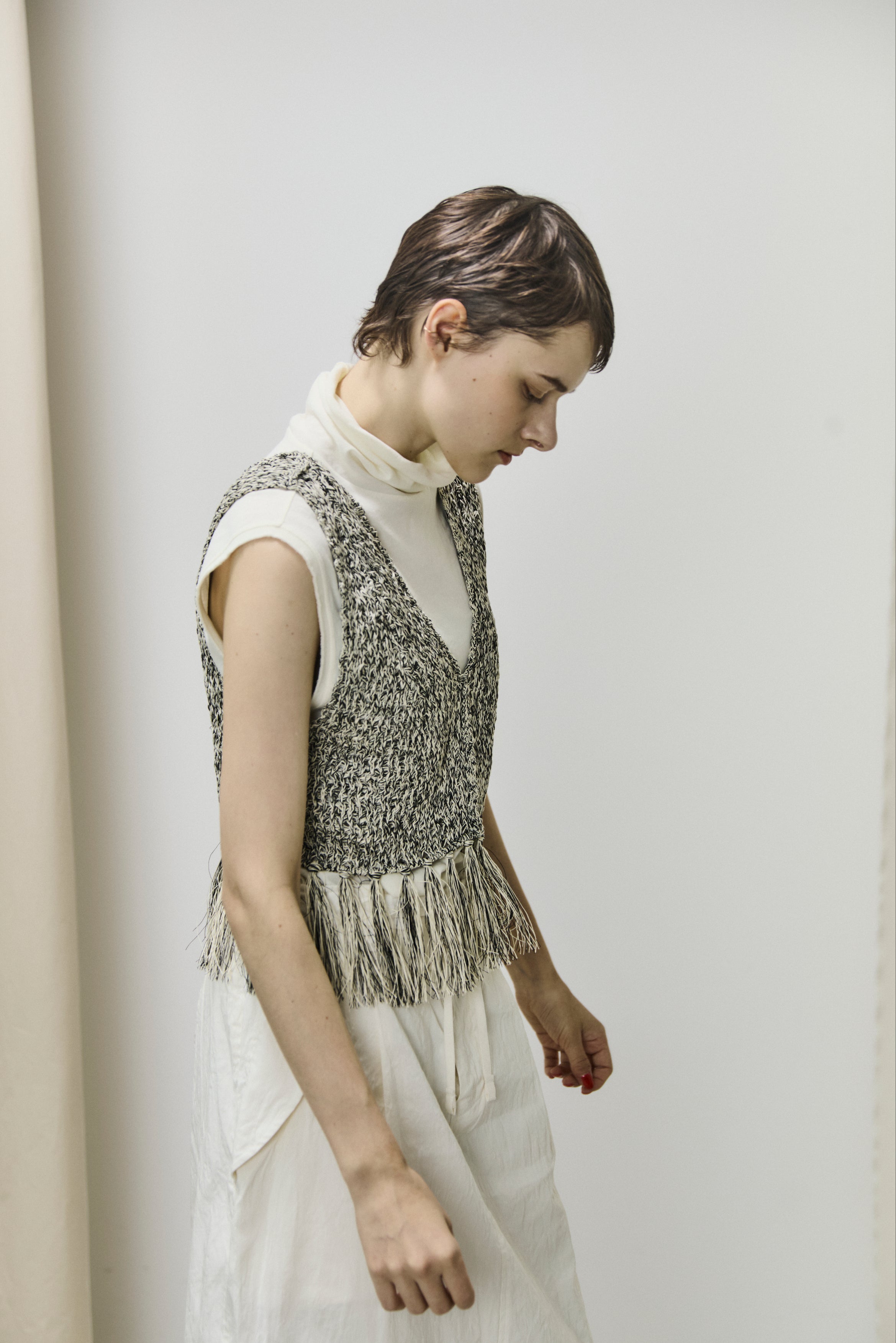 double honeycomb mesh fringed top