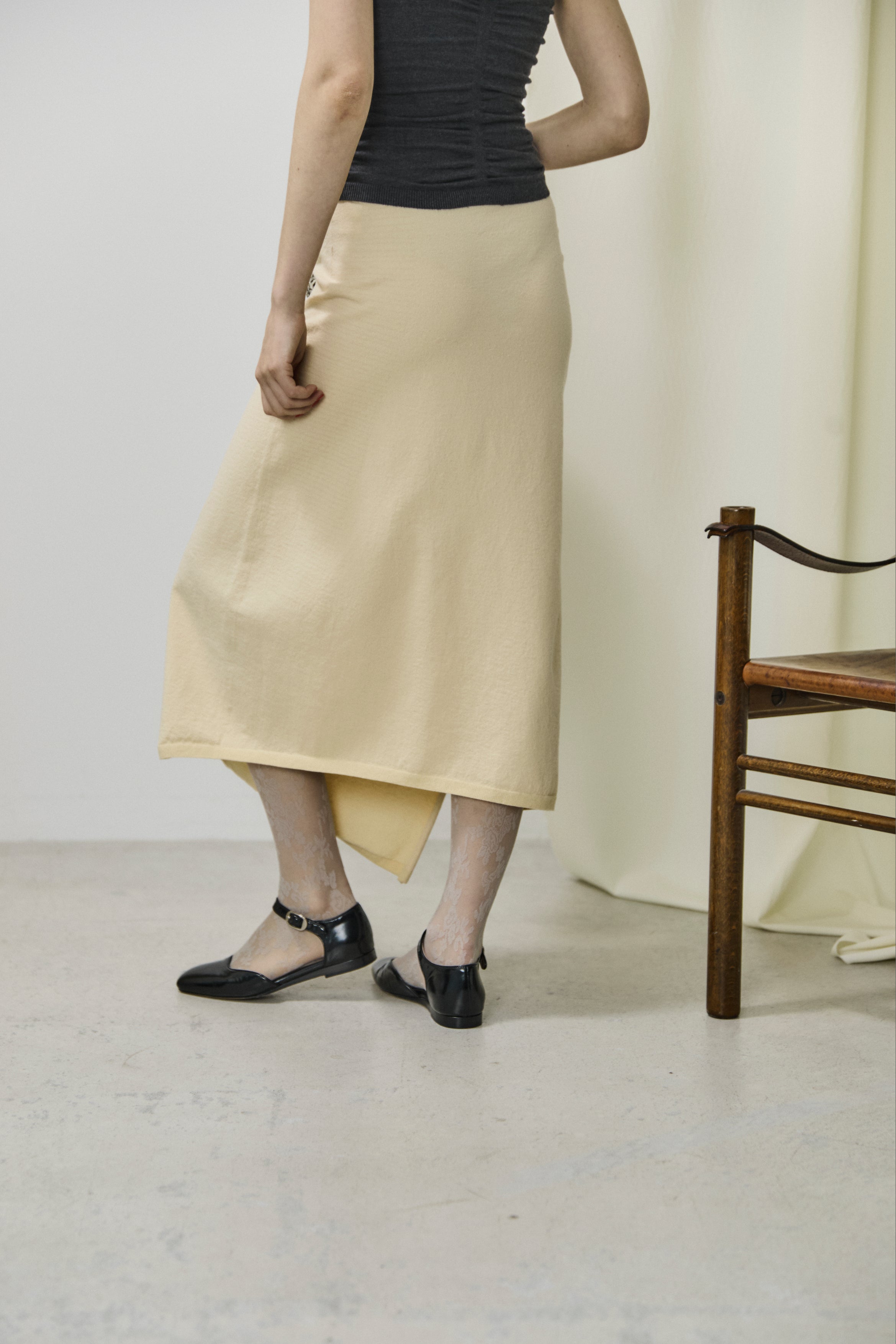 stretch organic cotton midi skirt