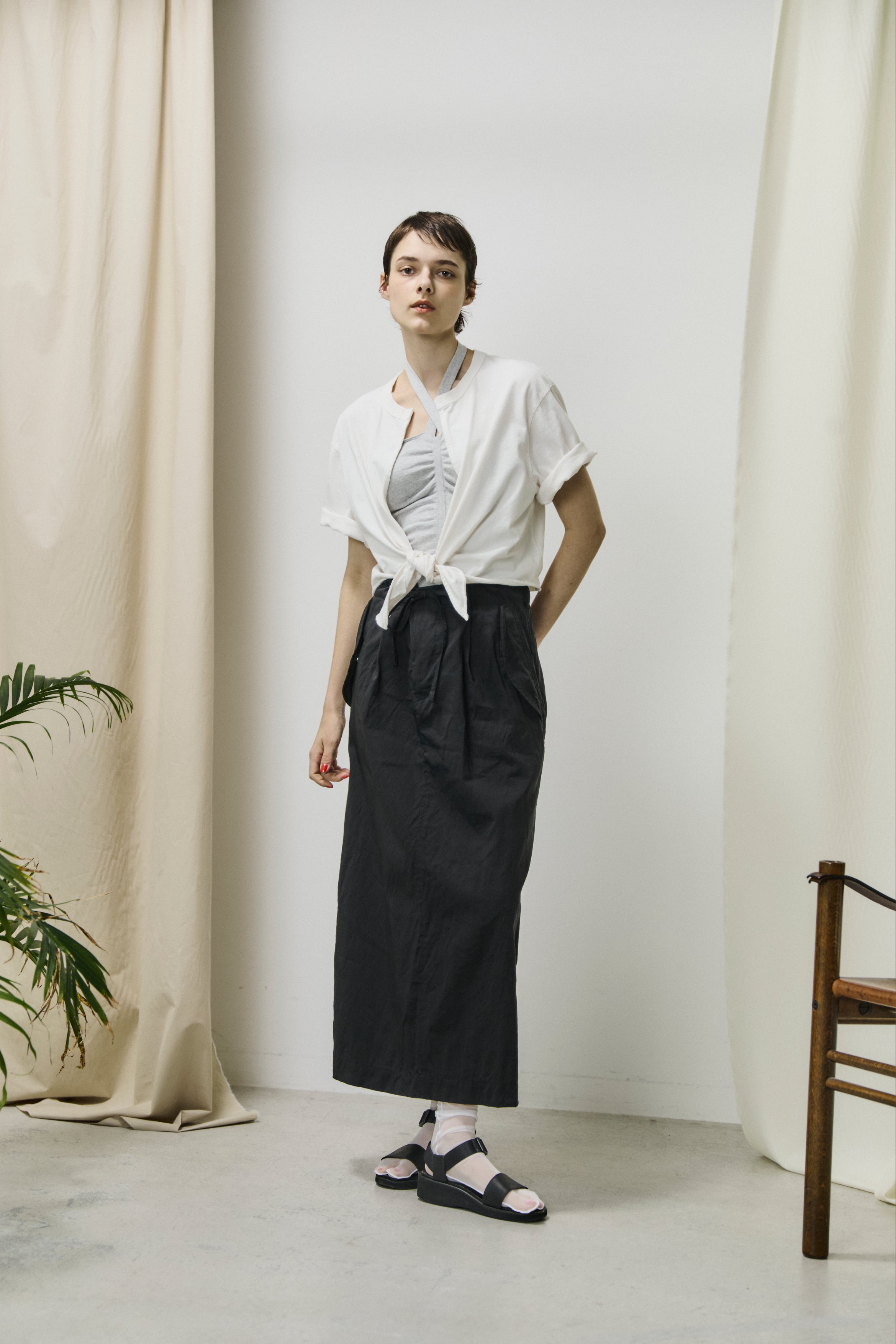 dry touch cotton jersey front-tie T-cardigan