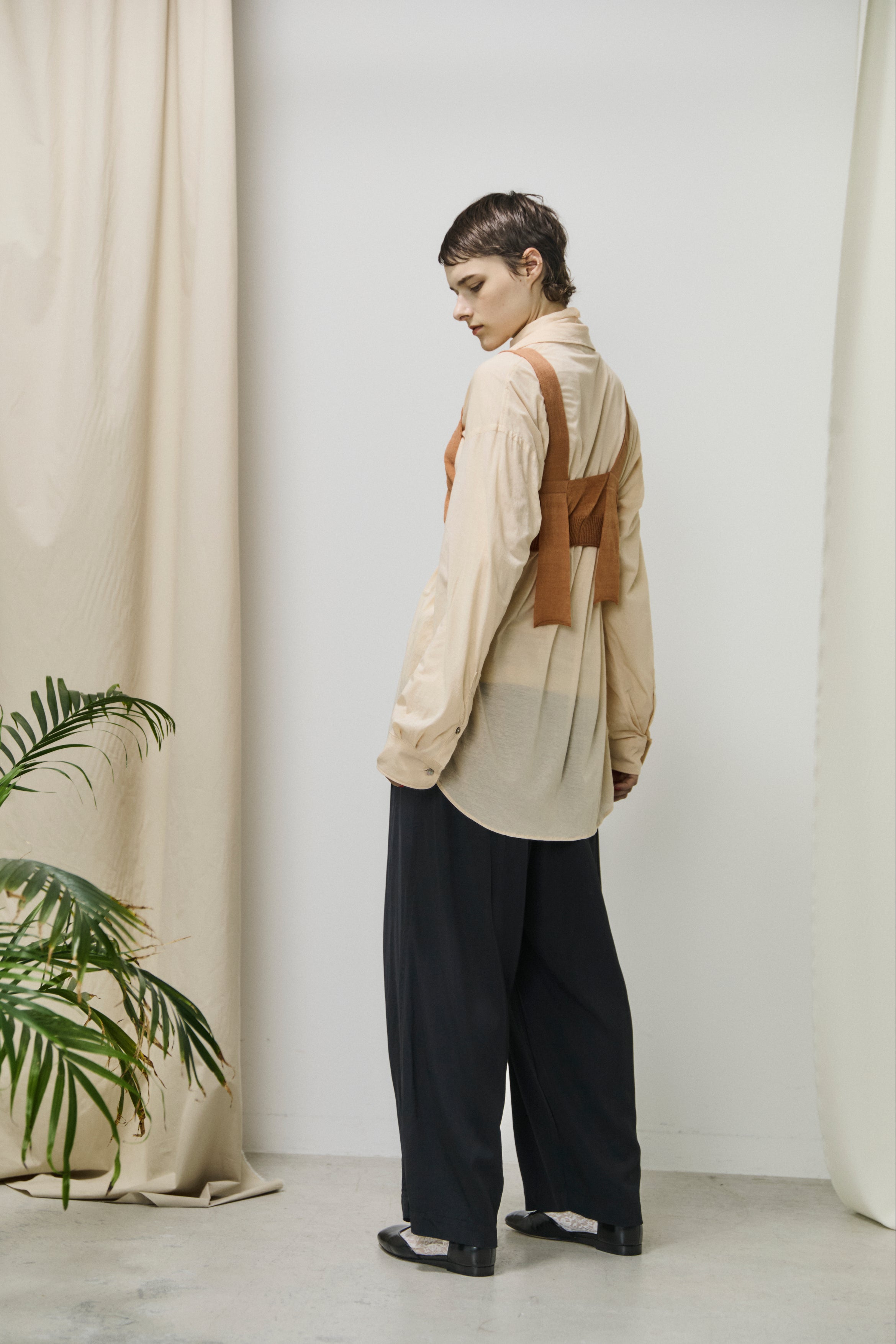high-count linen knit bra top