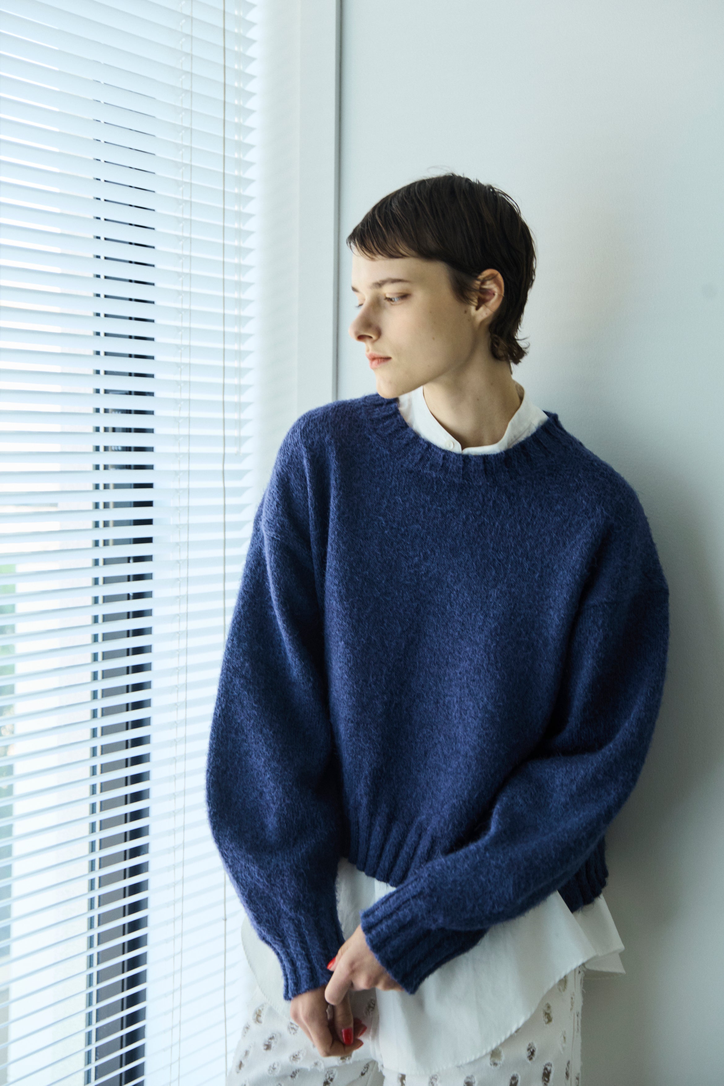 cotton & silk shaggy sweater