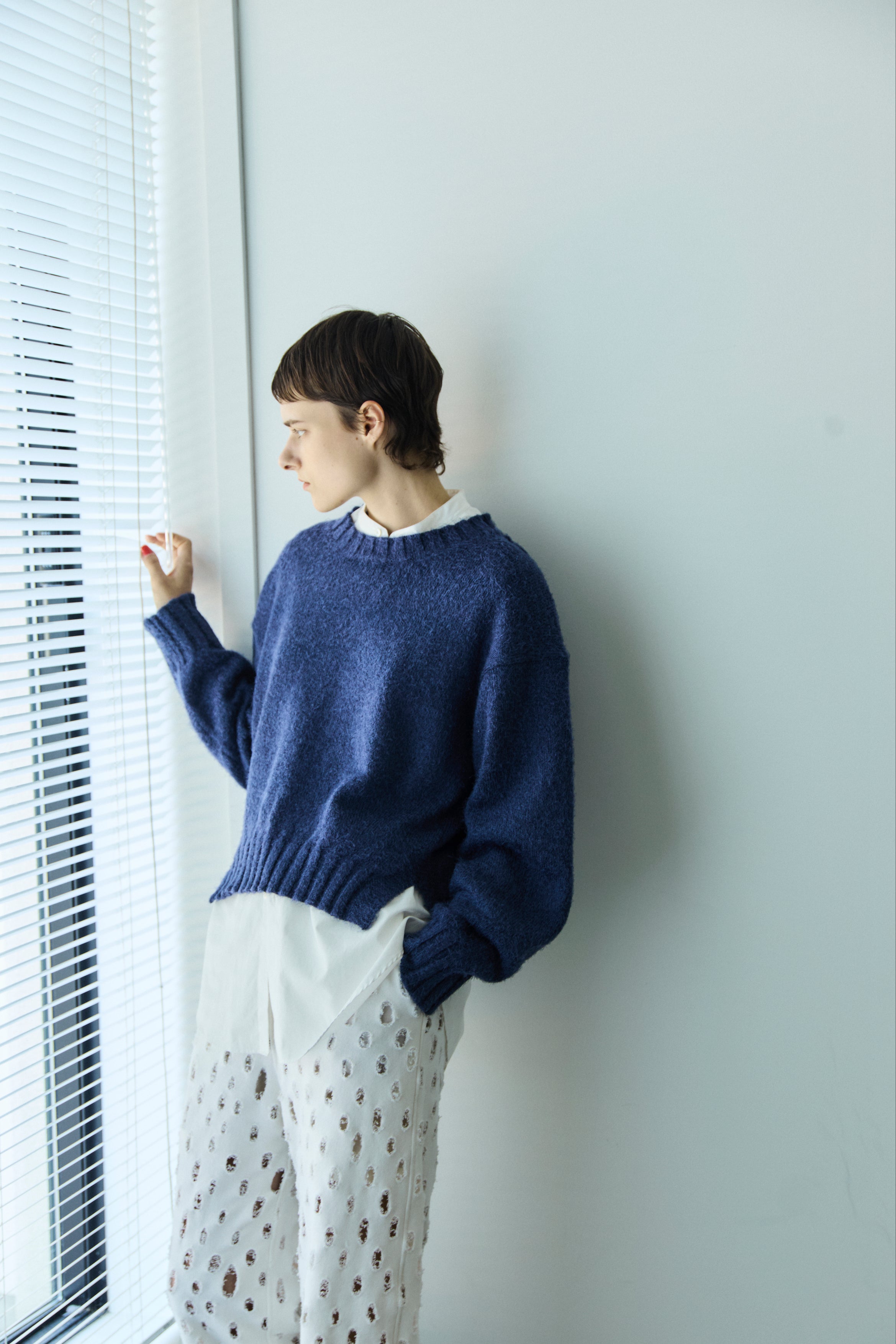 cotton & silk shaggy sweater