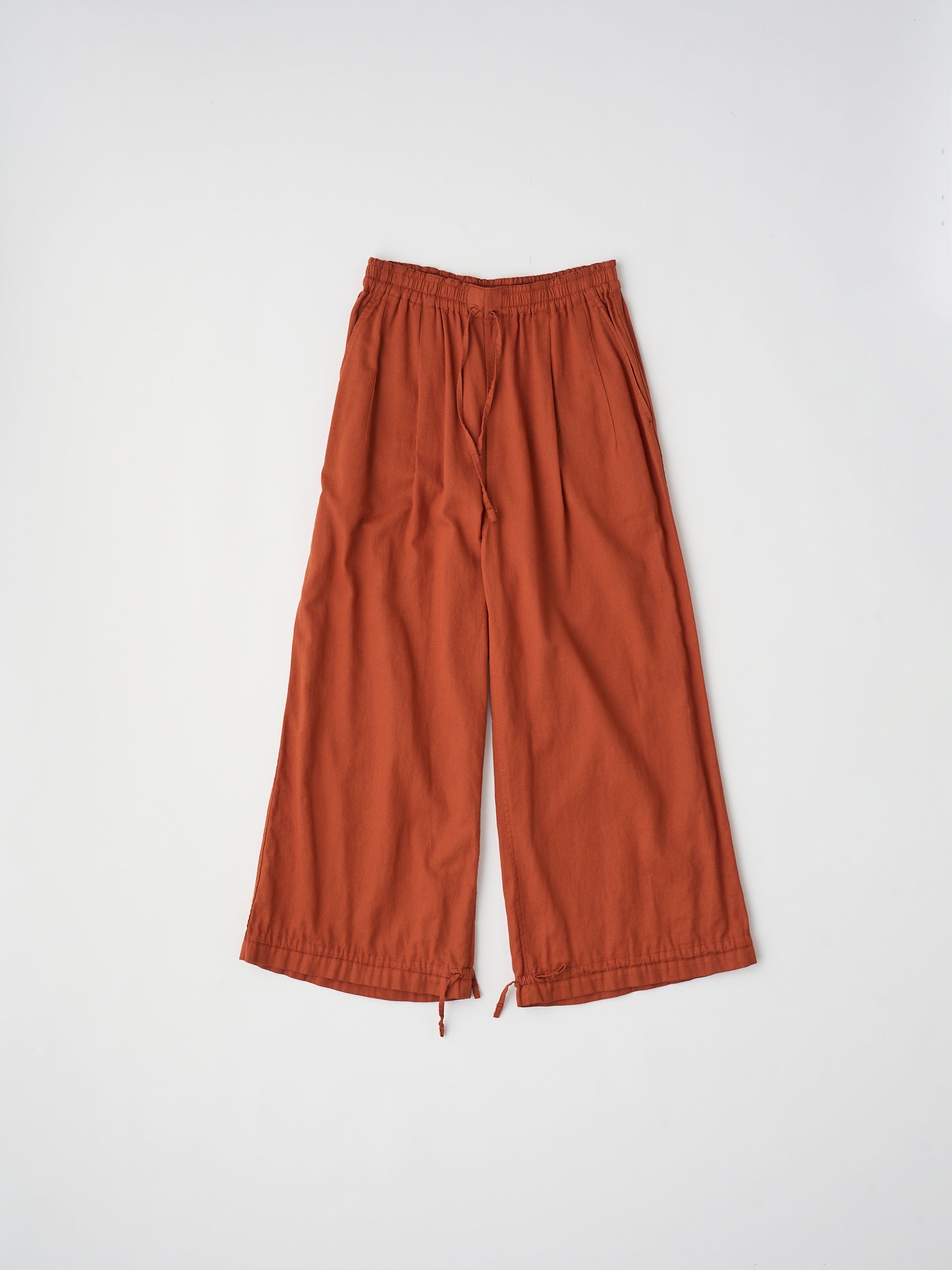 egyptian cotton panama drawstring wide-leg pants