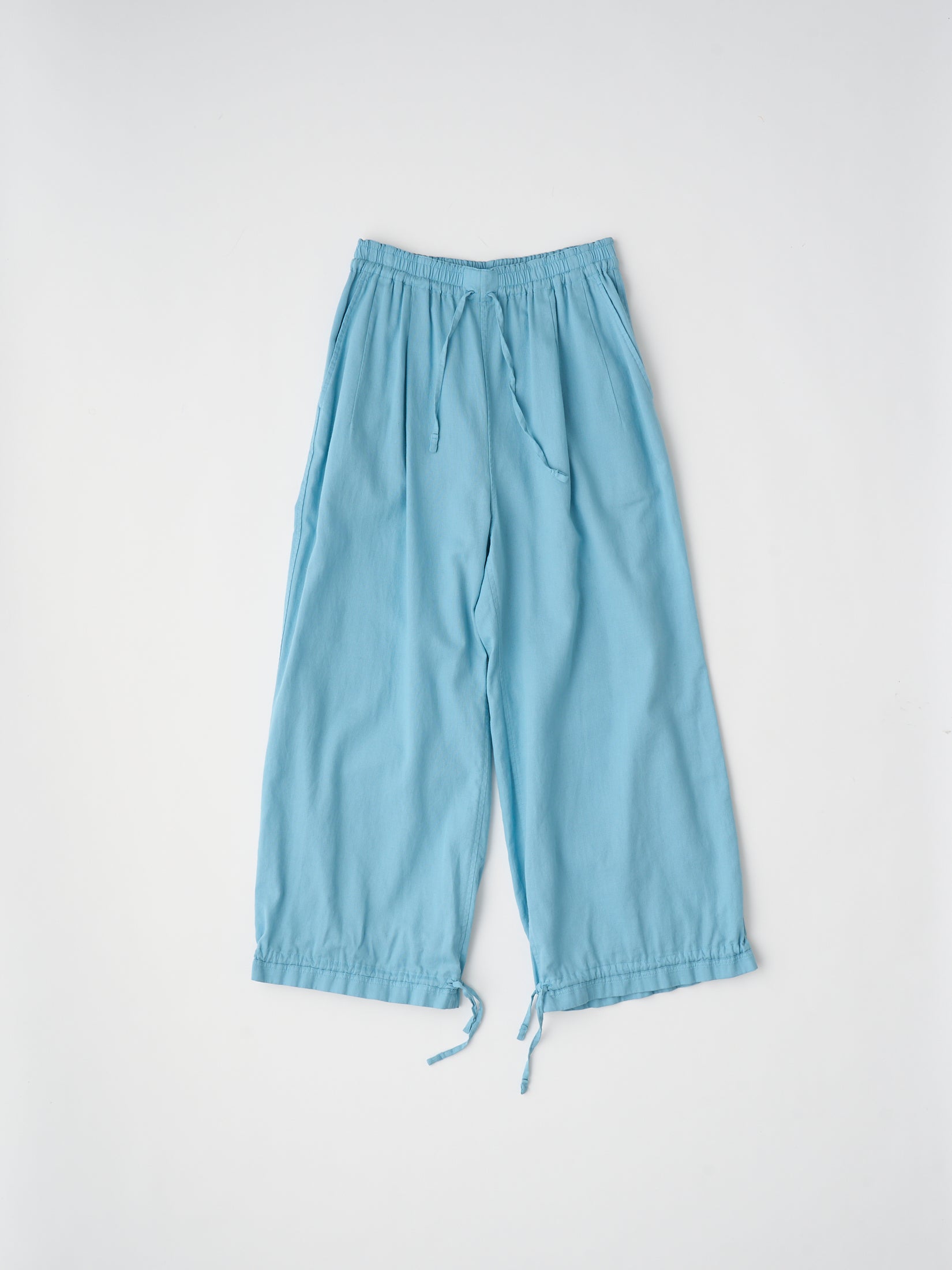 egyptian cotton panama drawstring wide-leg pants