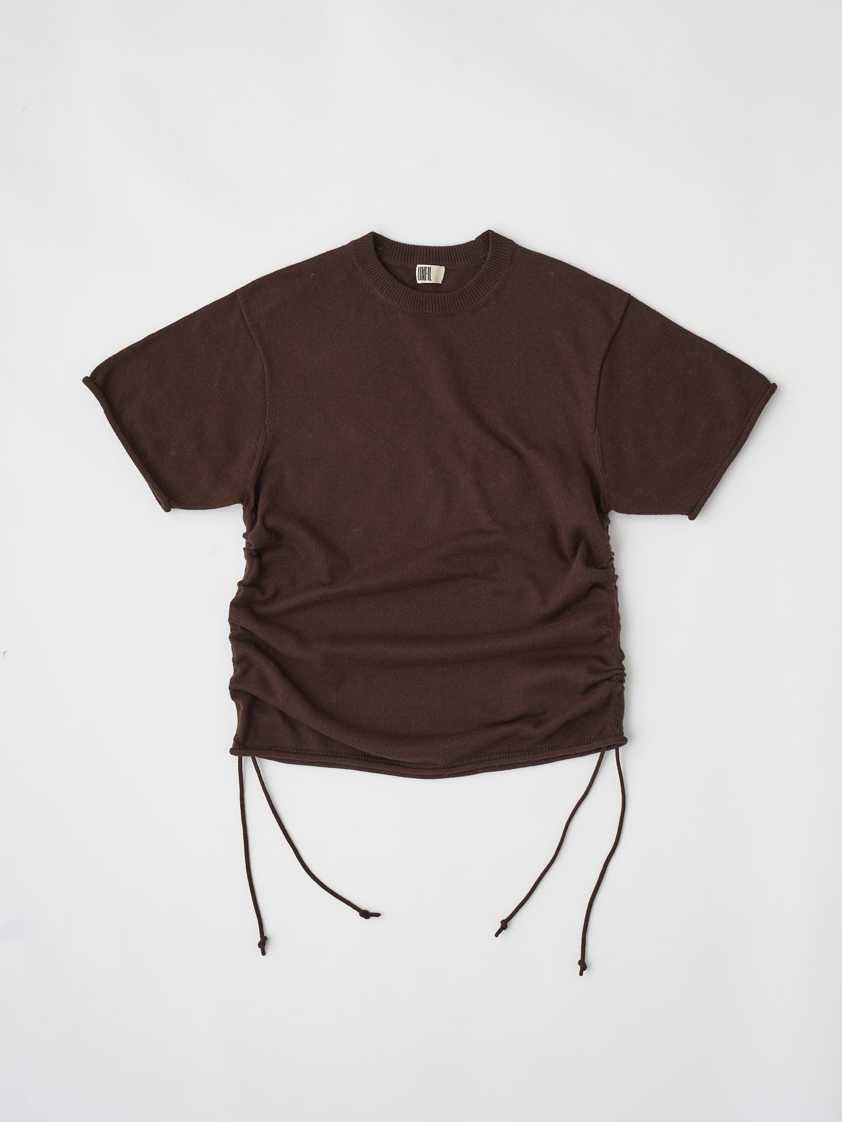 BRUSHED SILK COTTON SHORT-SLEEVE GATHERED P/O