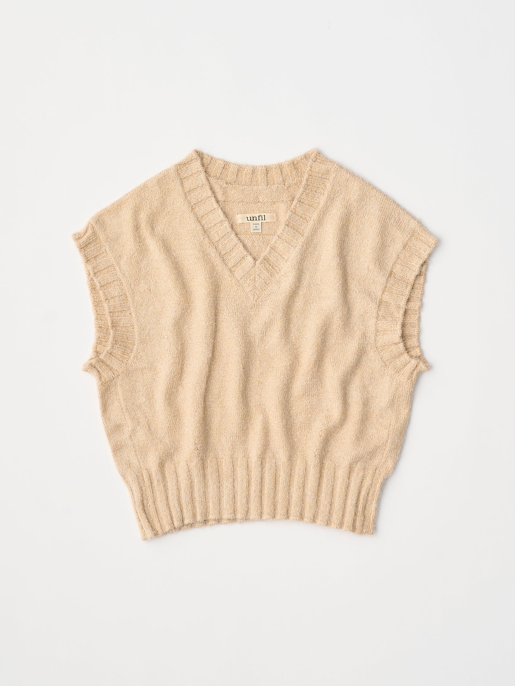 cotton & silk shaggy V-neck vest