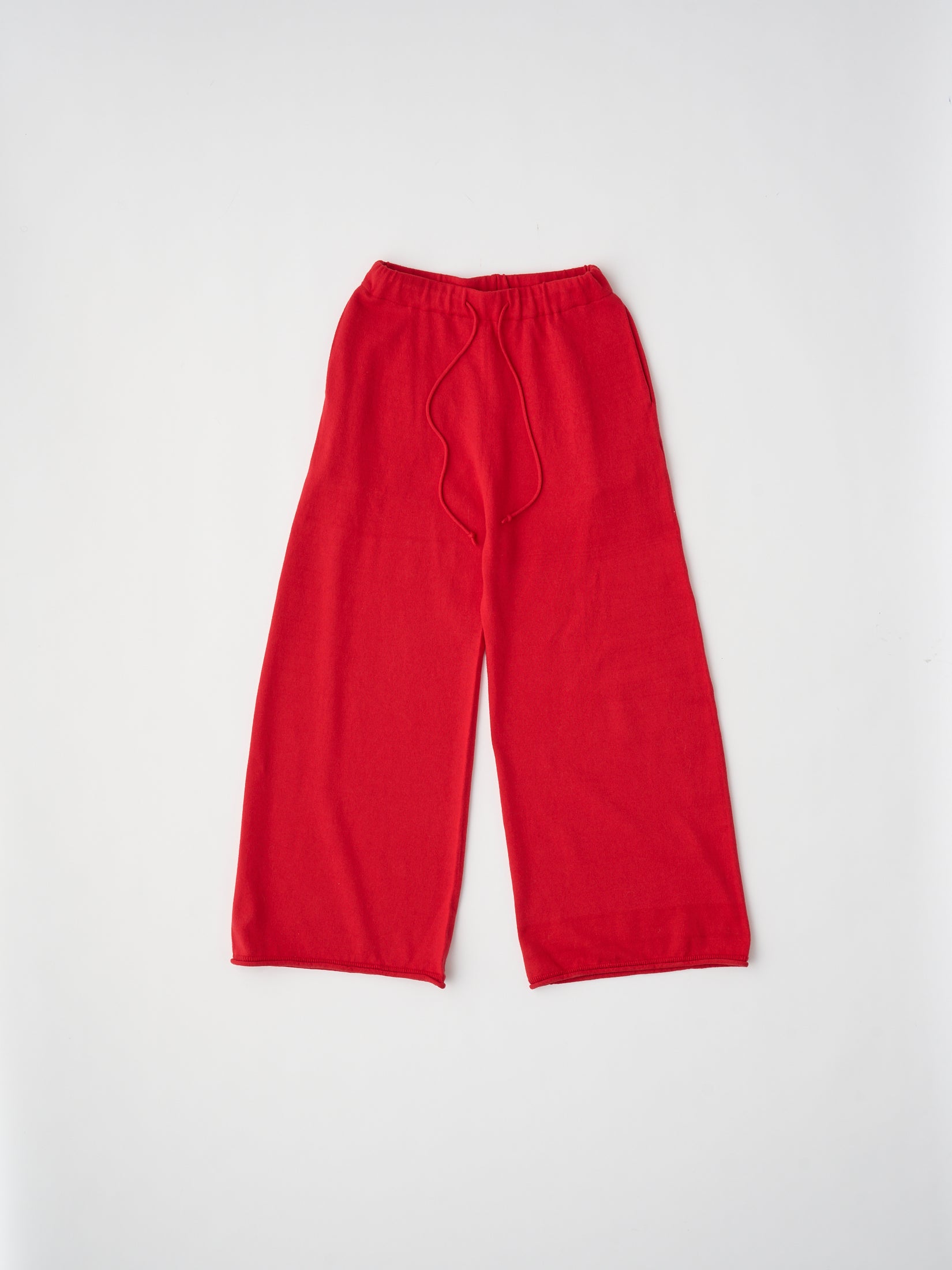 BRUSHED SILK COTTON WIDE STRAIGHT PANTS