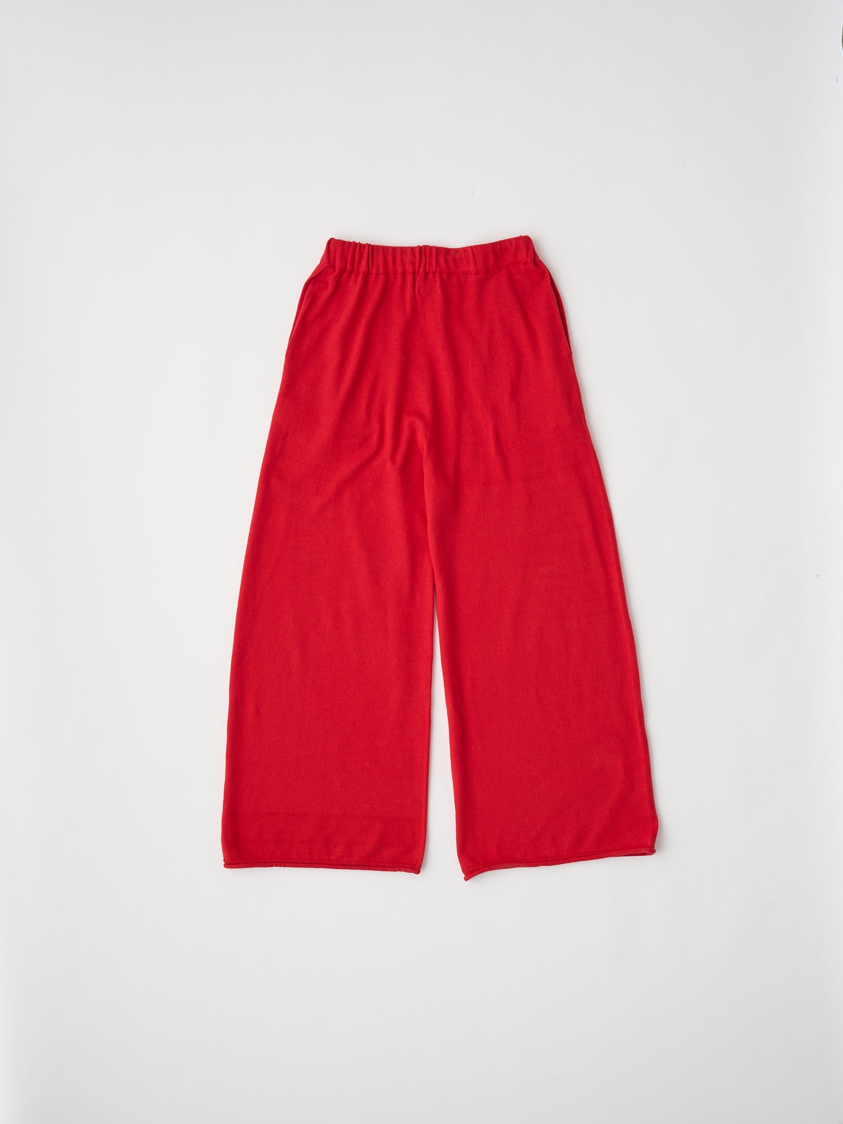 BRUSHED SILK COTTON WIDE STRAIGHT PANTS