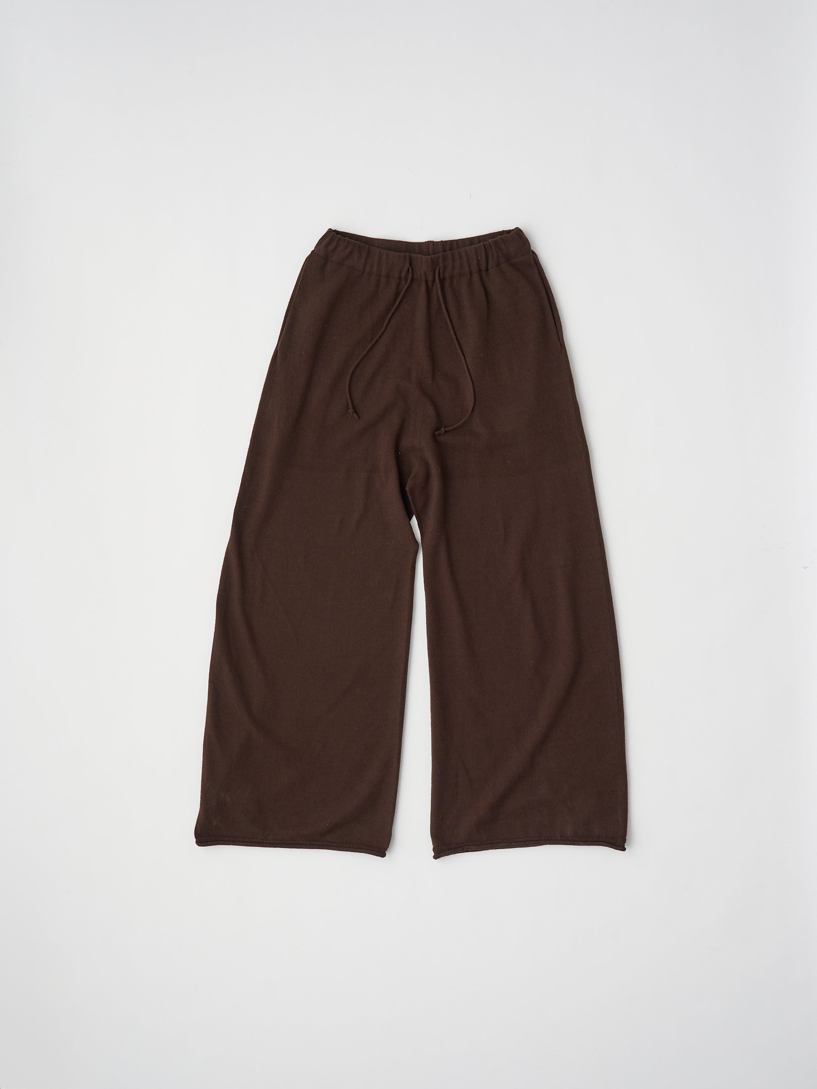 BRUSHED SILK COTTON WIDE STRAIGHT PANTS