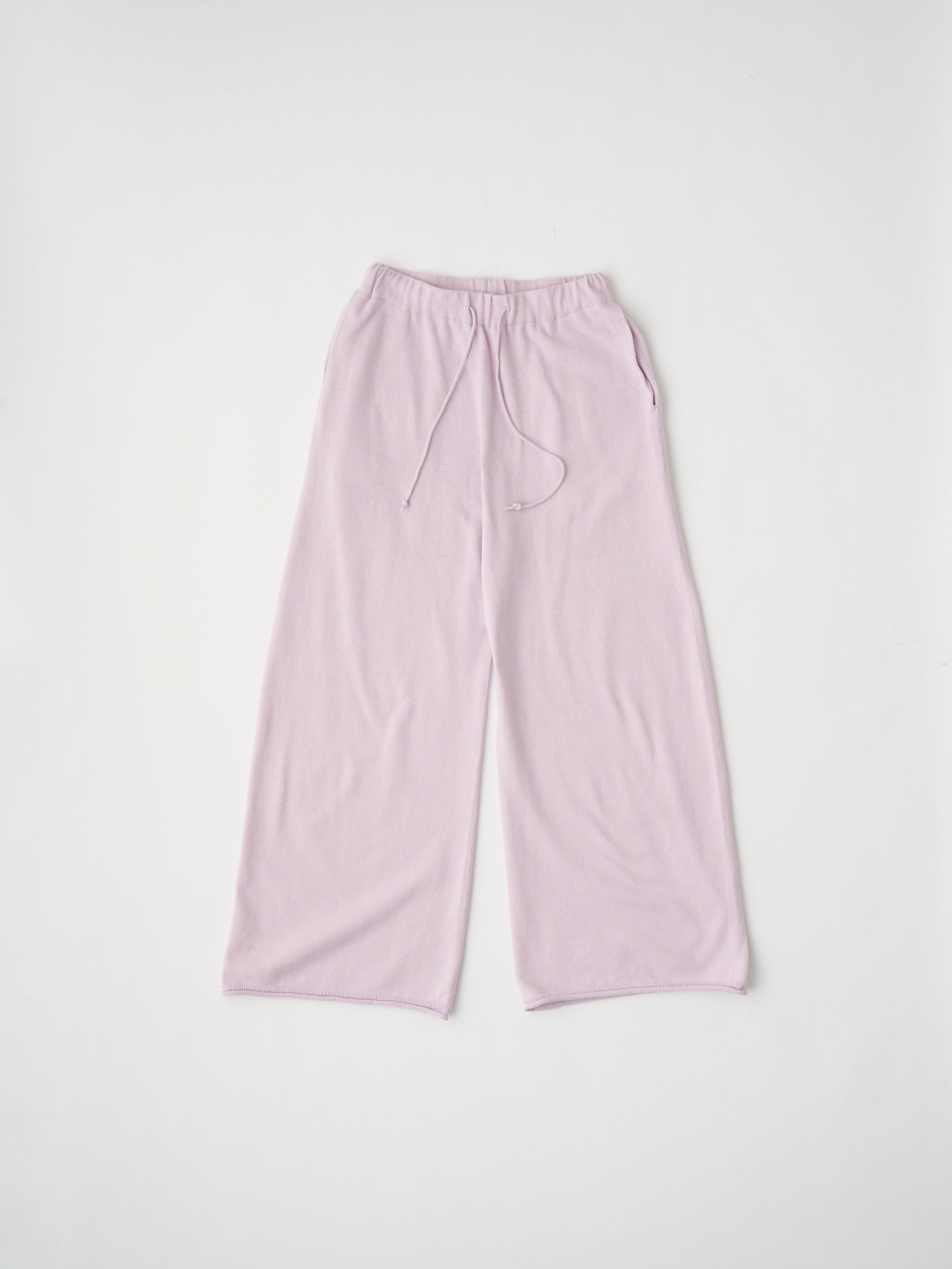 BRUSHED SILK COTTON WIDE STRAIGHT PANTS