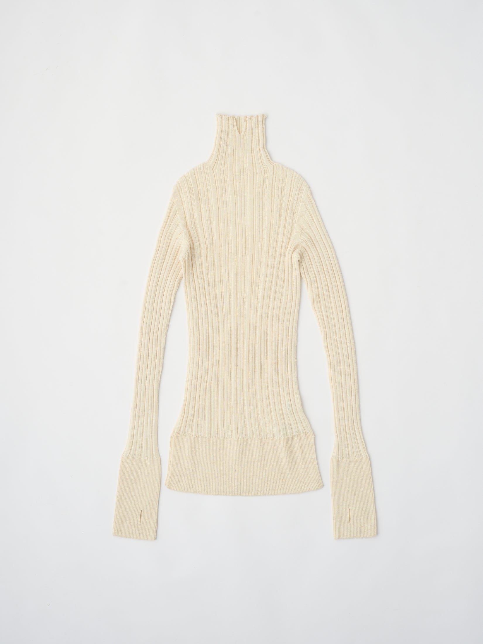 ROYAL BABY ALPACA RANDOM RIBBED-KNIT HIGH-NECK P/O
