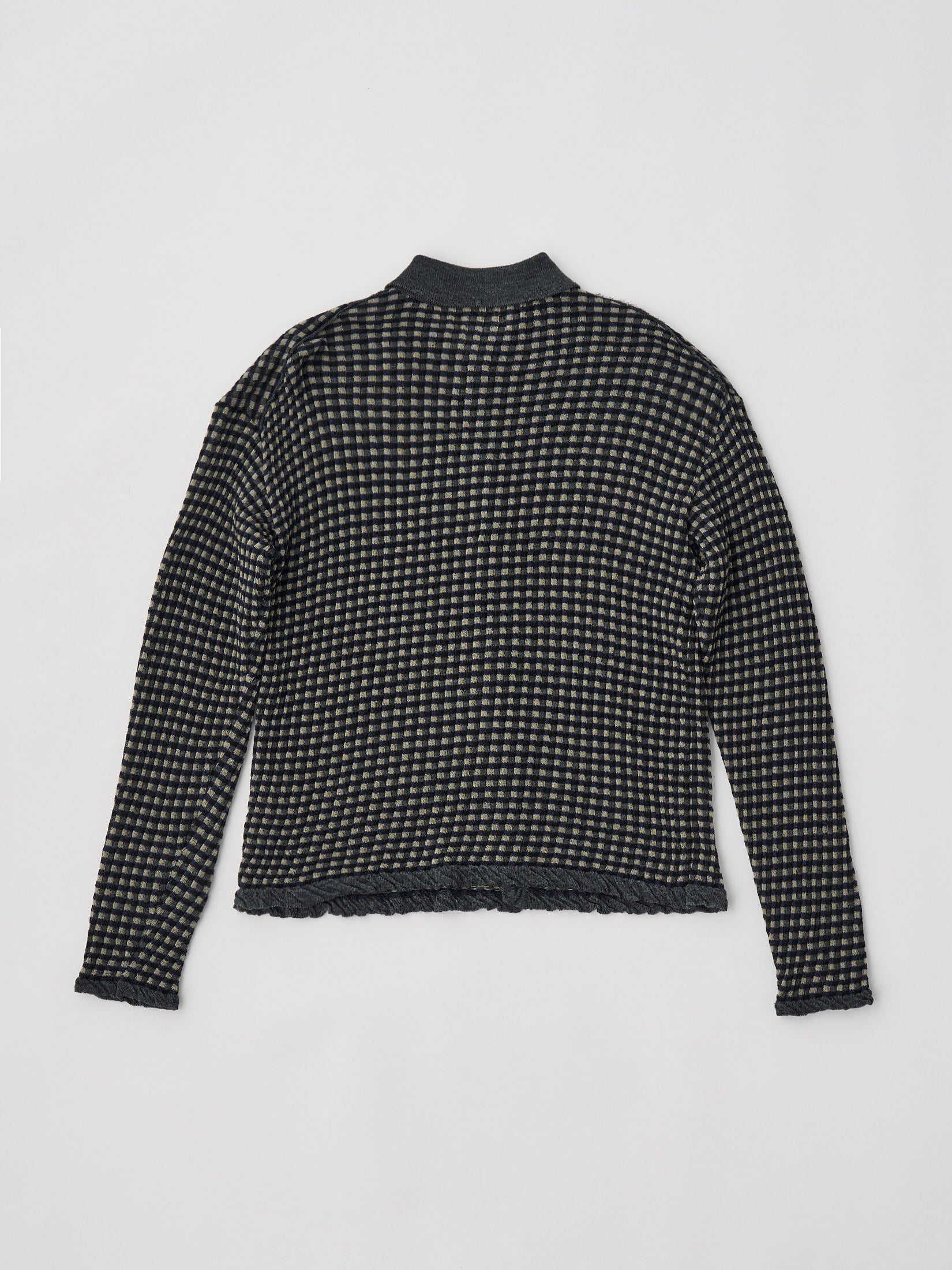 HIGH TWISTED WOOL JQ PATTERN KNIT SHIRTS