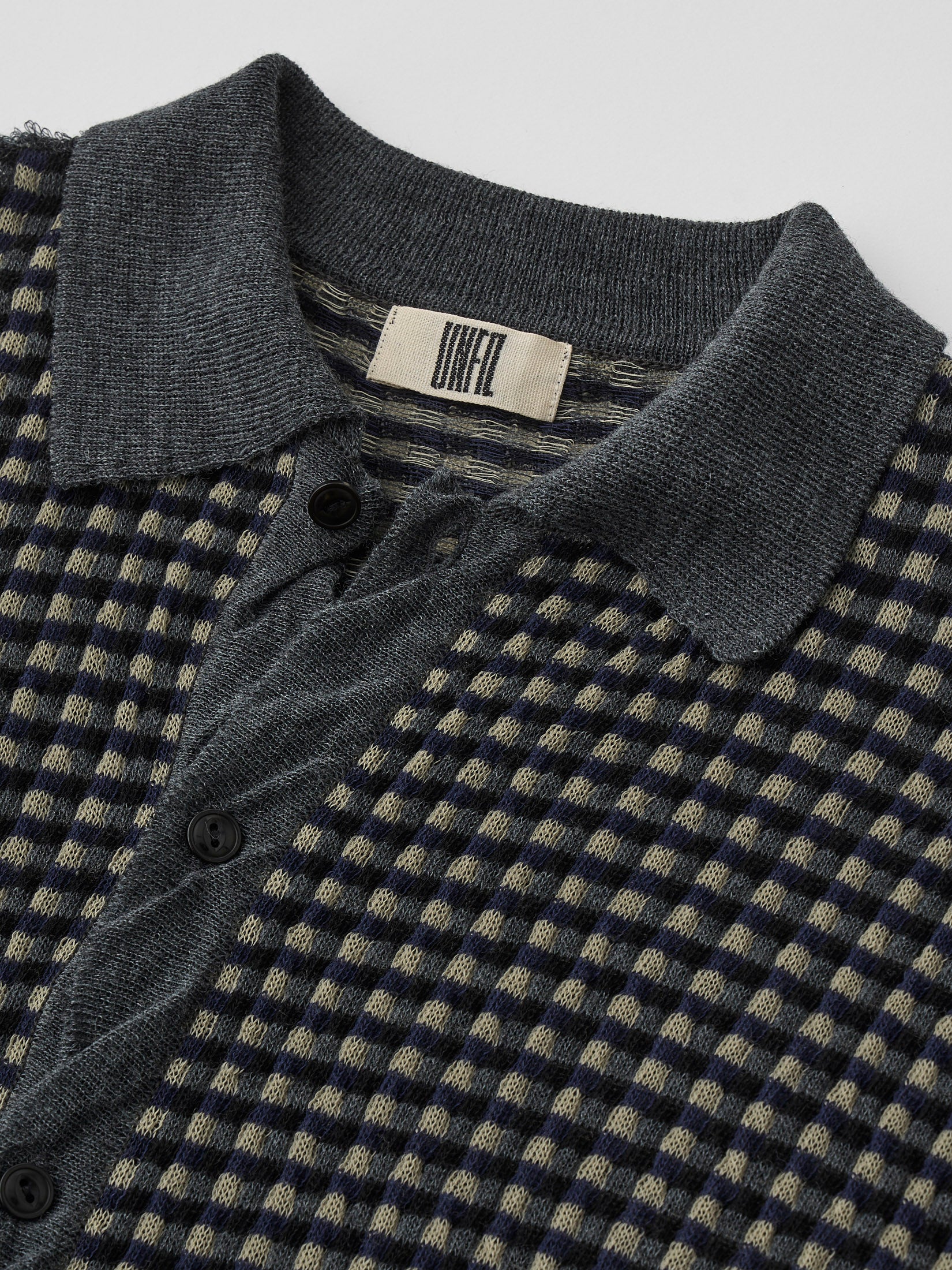 HIGH TWISTED WOOL JQ PATTERN KNIT SHIRTS