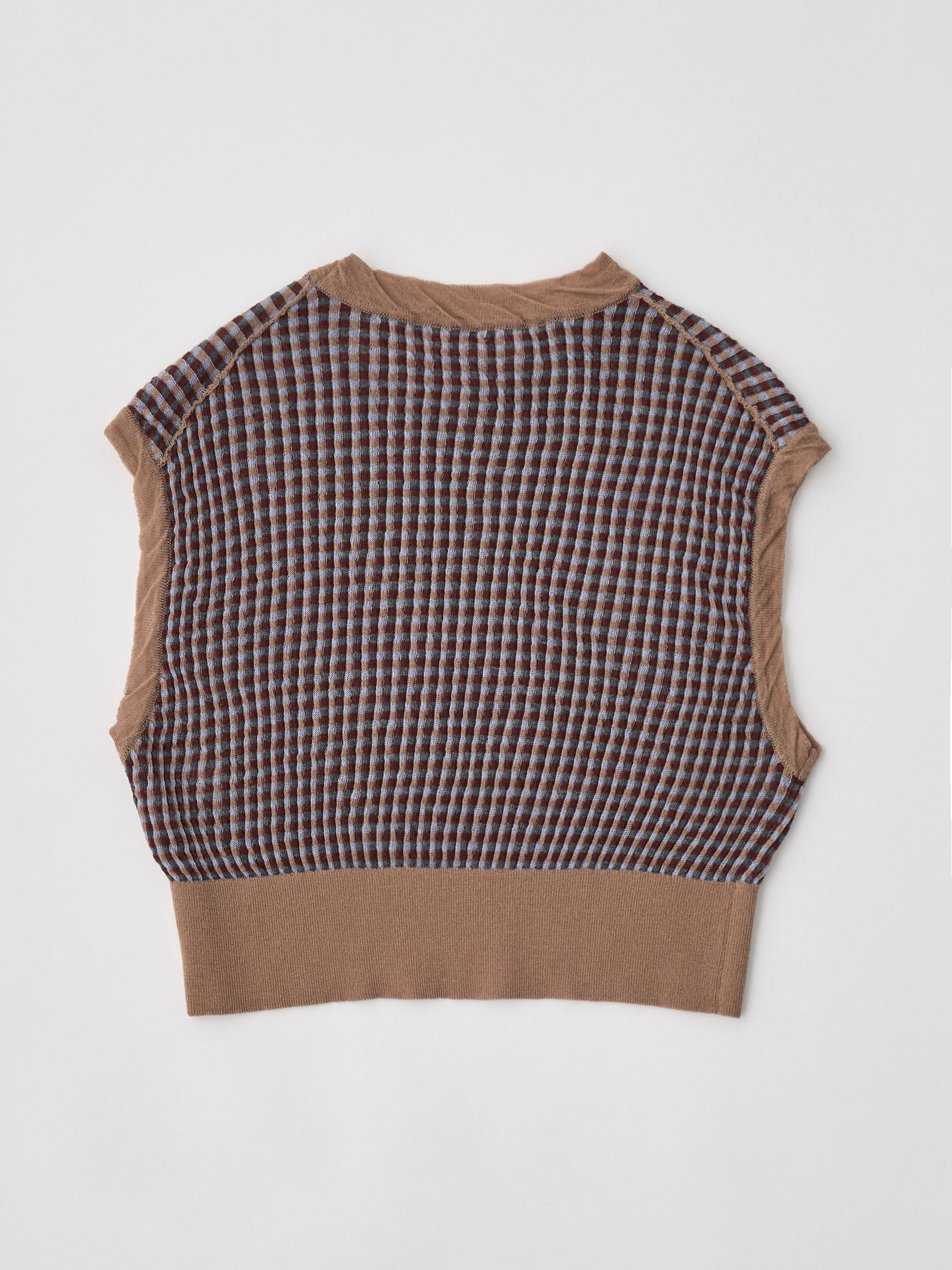 HIGH TWISTED WOOL JQ PATTERN KNIT VEST