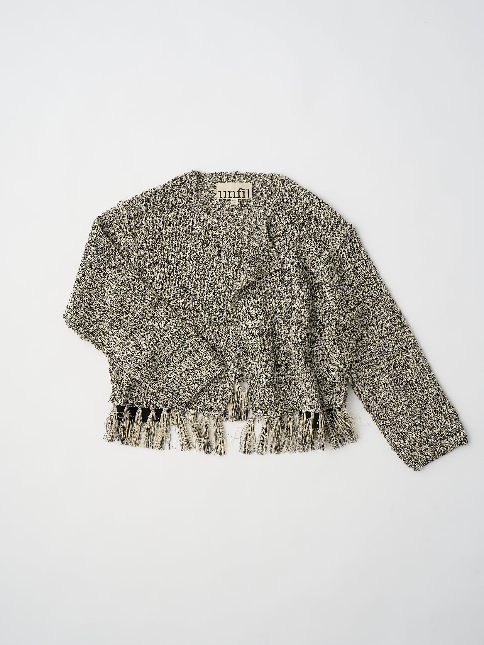 double honeycomb mesh fringed cardigan