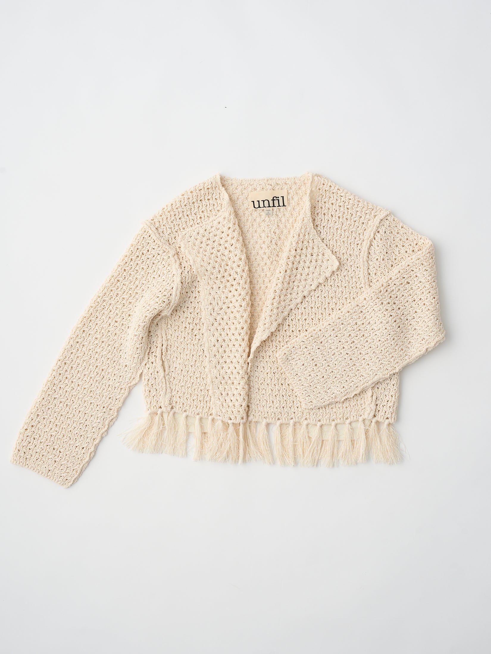double honeycomb mesh fringed cardigan