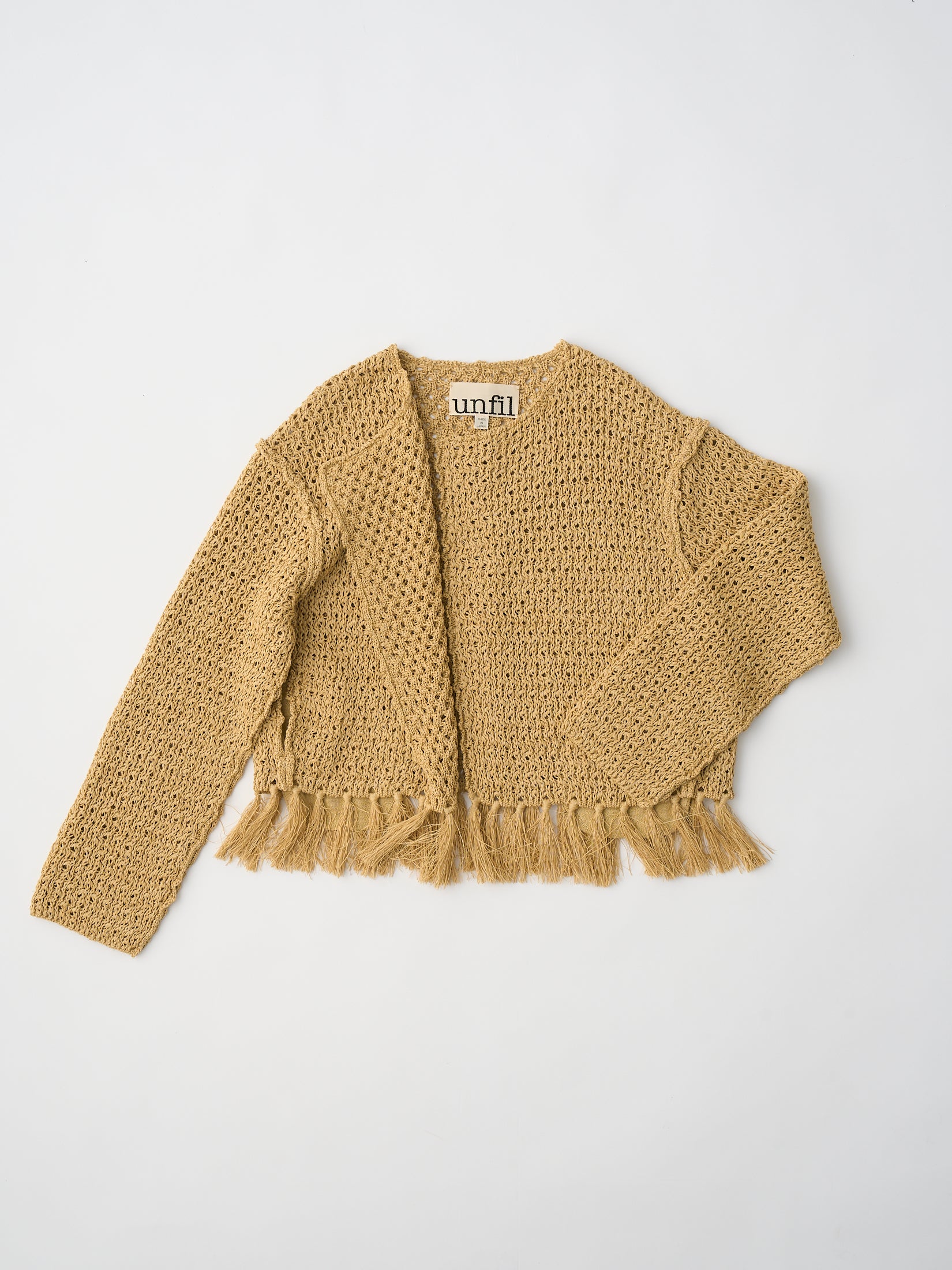 double honeycomb mesh fringed cardigan