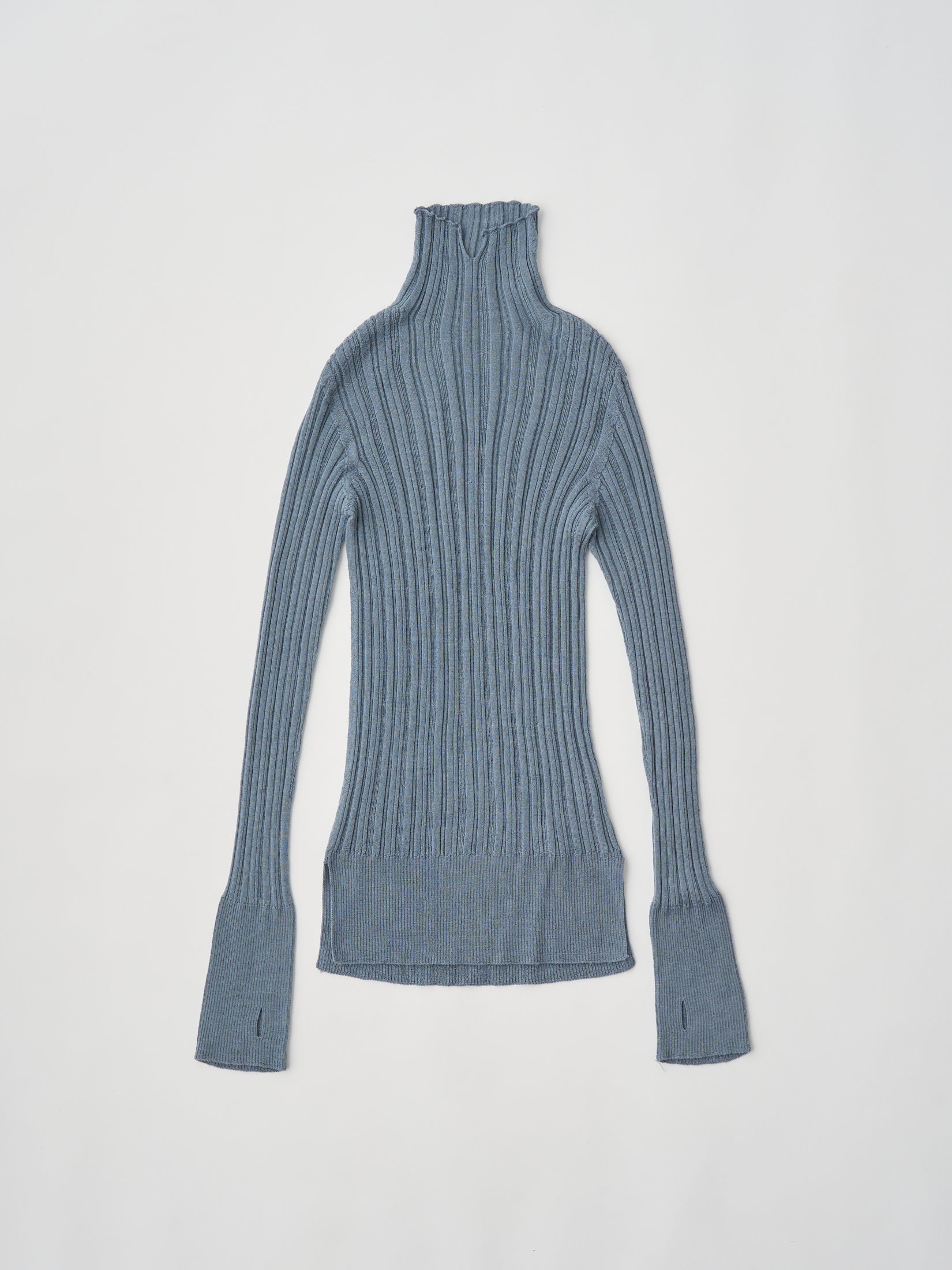 ROYAL BABY ALPACA RANDOM RIBBED-KNIT HIGH-NECK P/O