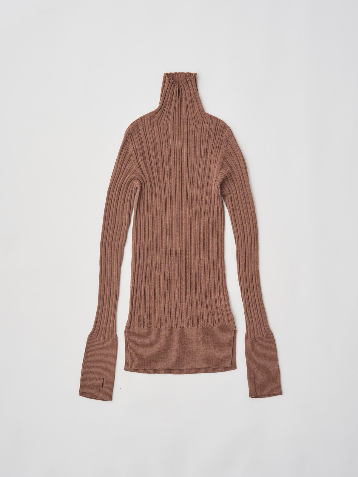 ROYAL BABY ALPACA RANDOM RIBBED-KNIT HIGH-NECK P/O