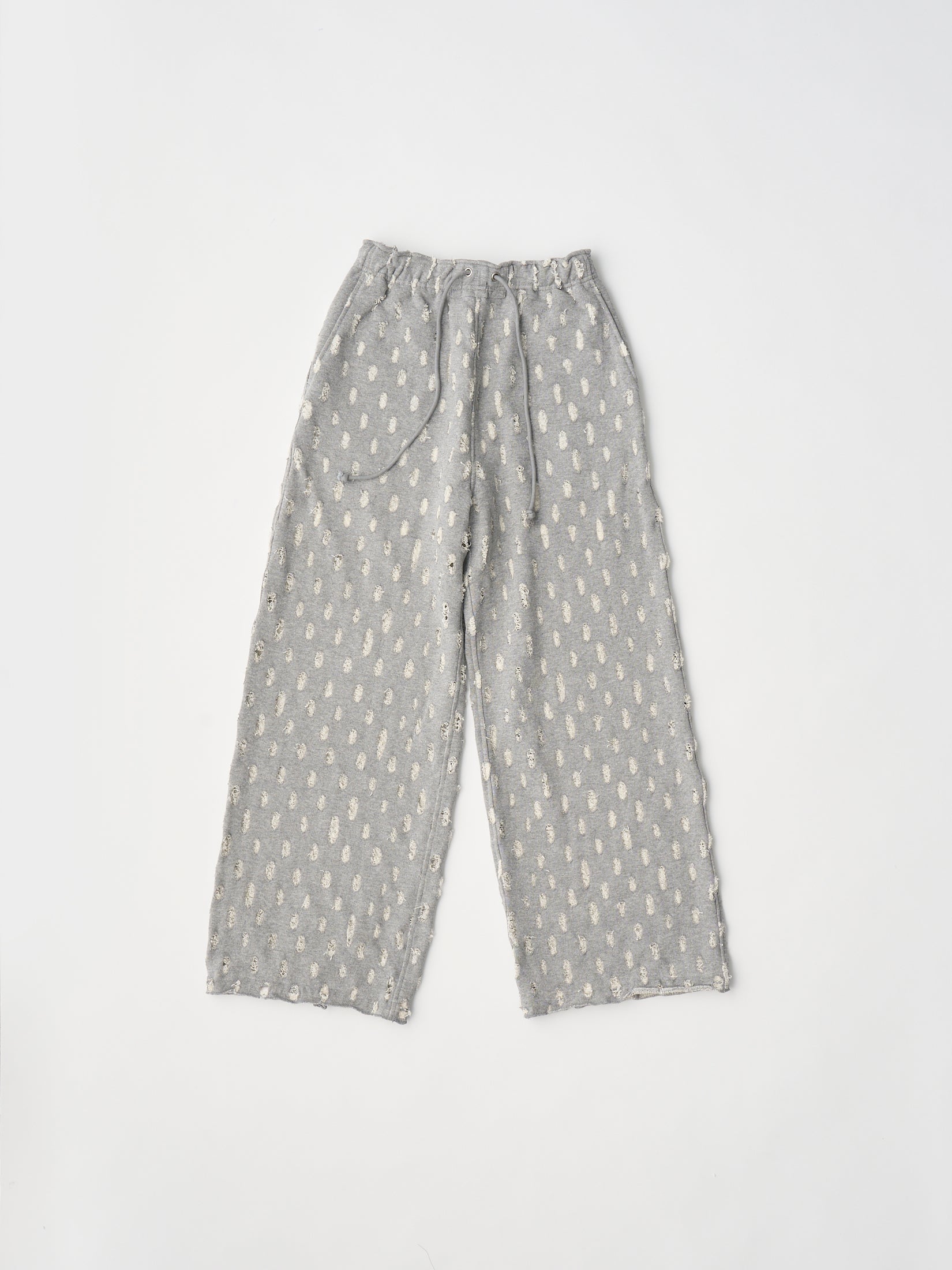 ripped-mesh cotton terry wide-leg sweatpants