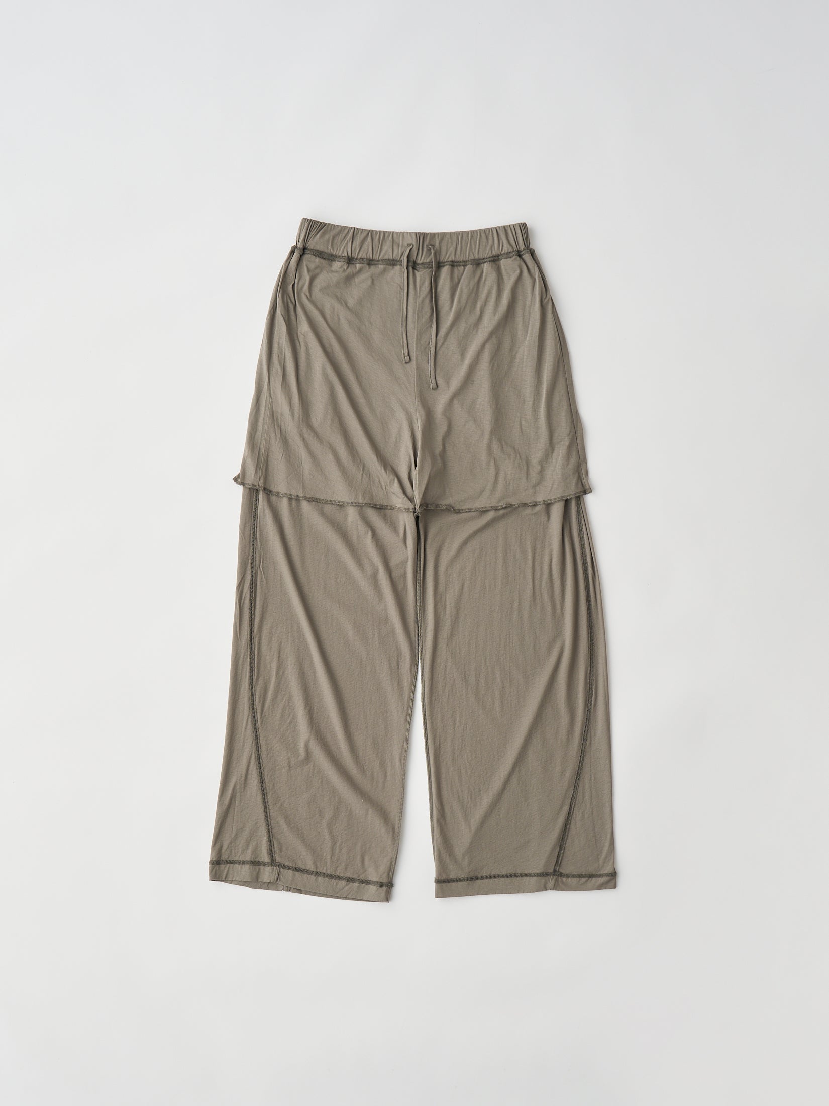 TWISTED COTTON SHEER JERSEY WIDE PANTS