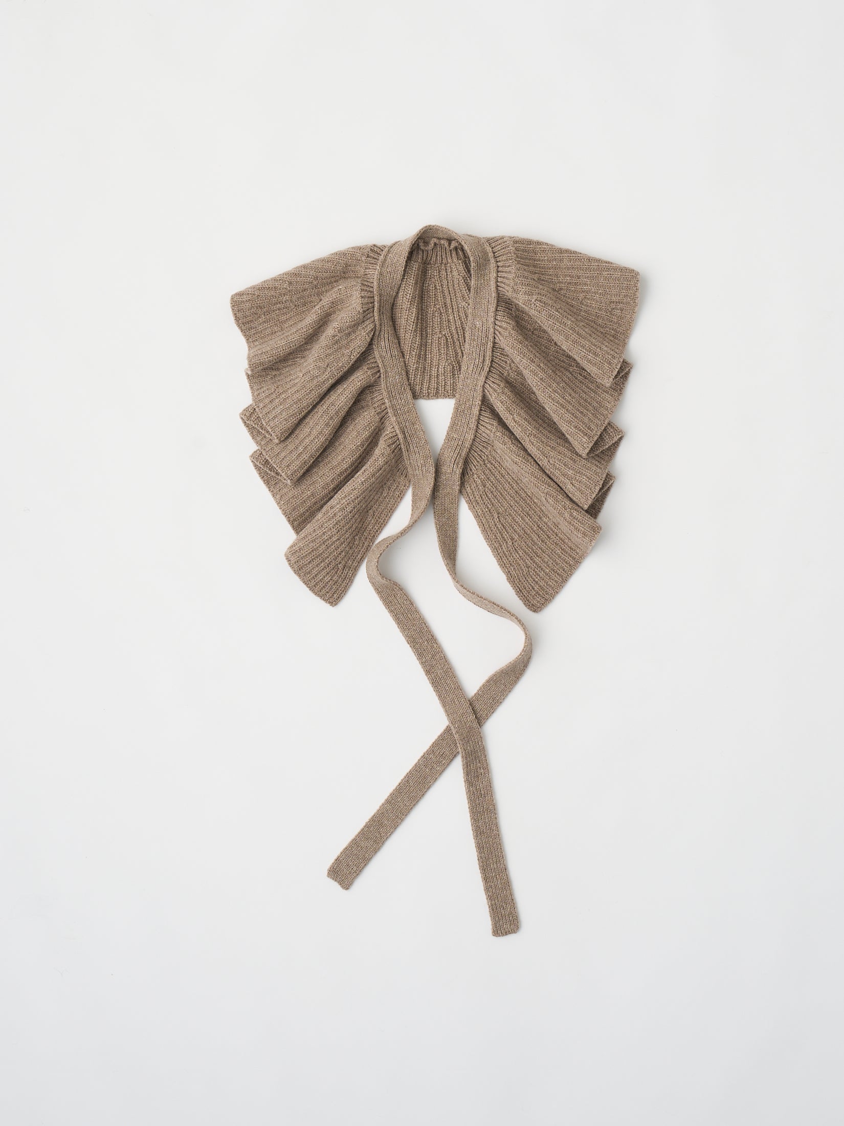 WOOLEN COTTON & EX.FINE LAMBS WOOL RIBBED-KNIT FRILL COLLAR