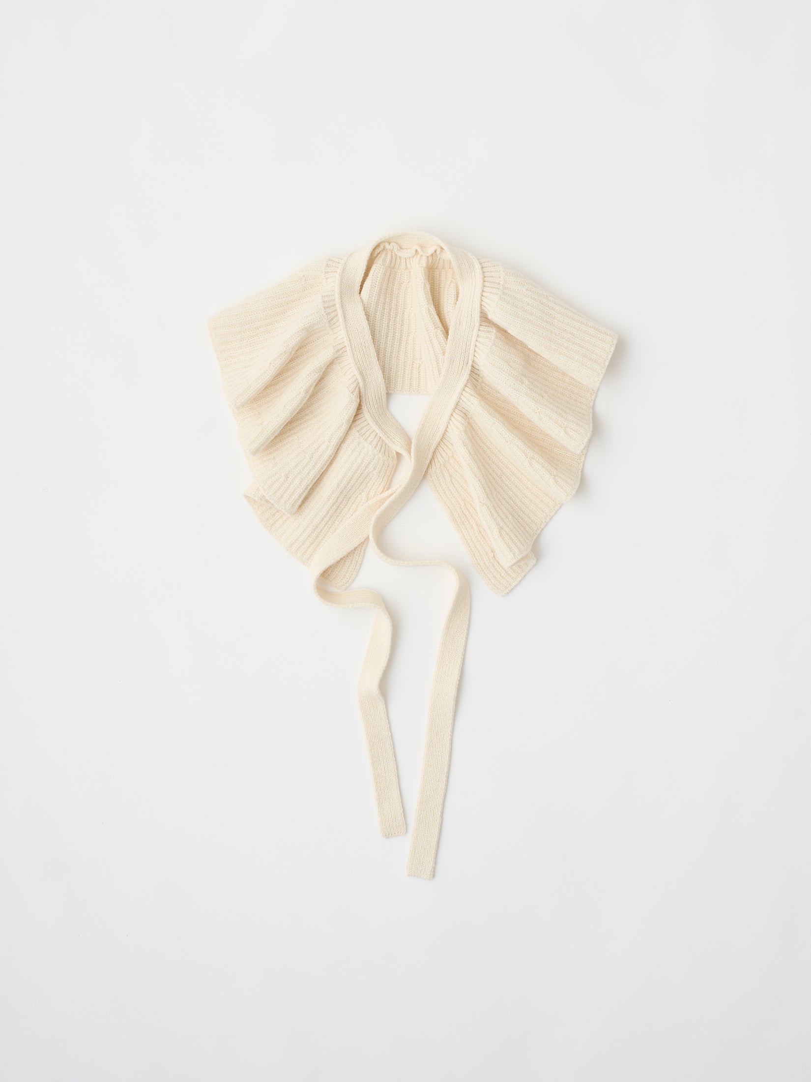 WOOLEN COTTON & EX.FINE LAMBS WOOL RIBBED-KNIT FRILL COLLAR