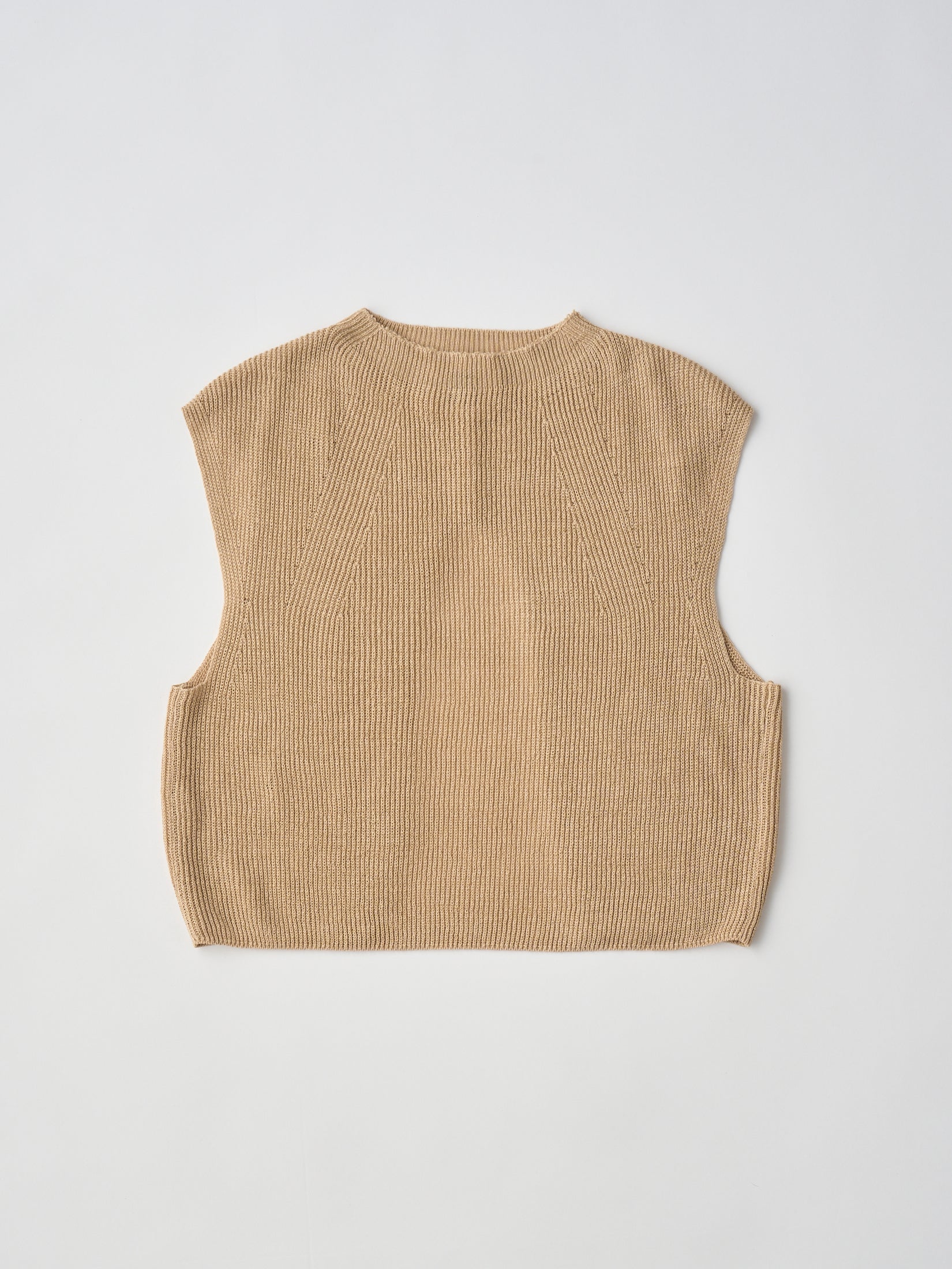FRENCH LINEN RIBBED-KNIT VEST