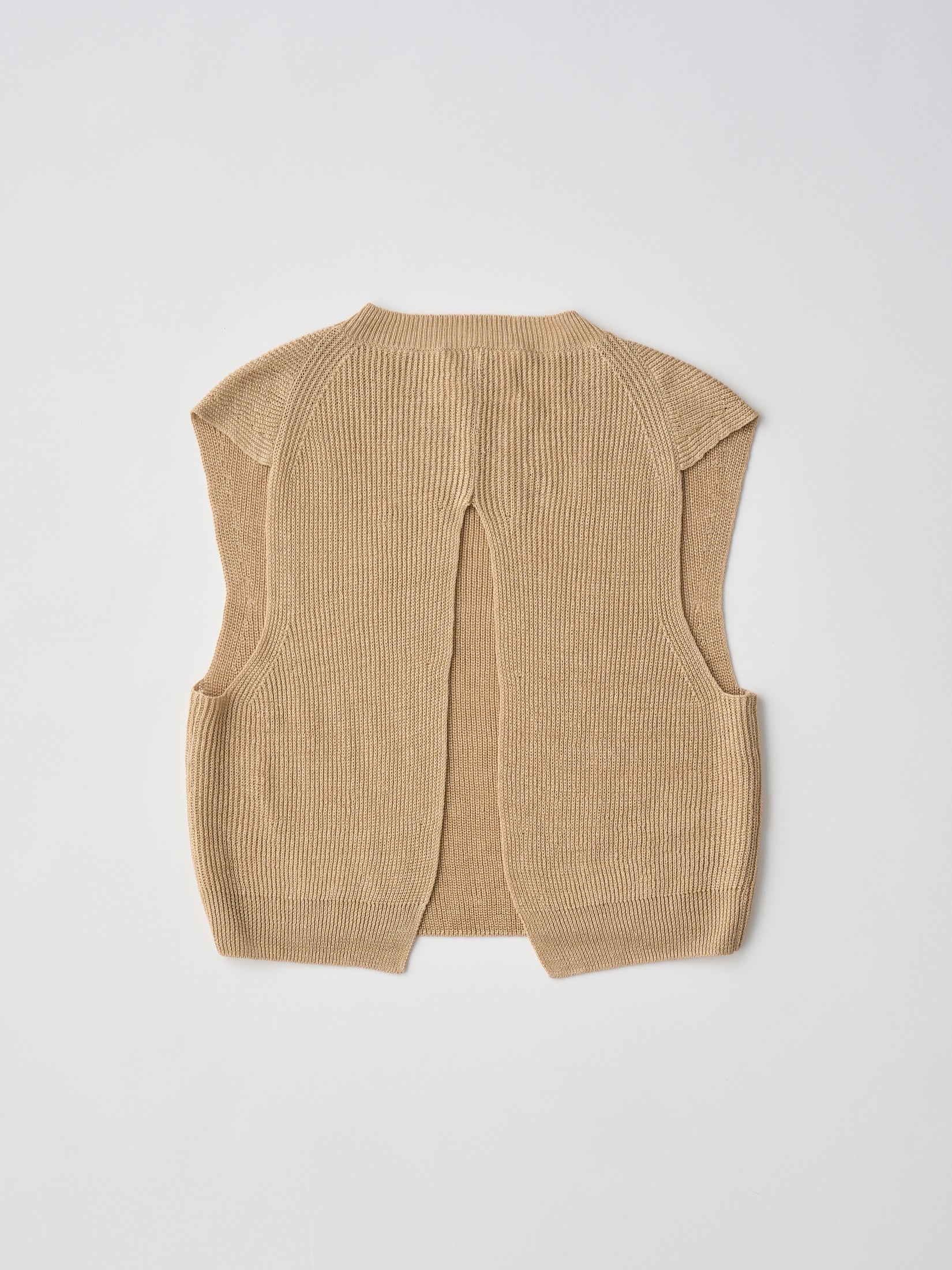 FRENCH LINEN RIBBED-KNIT VEST