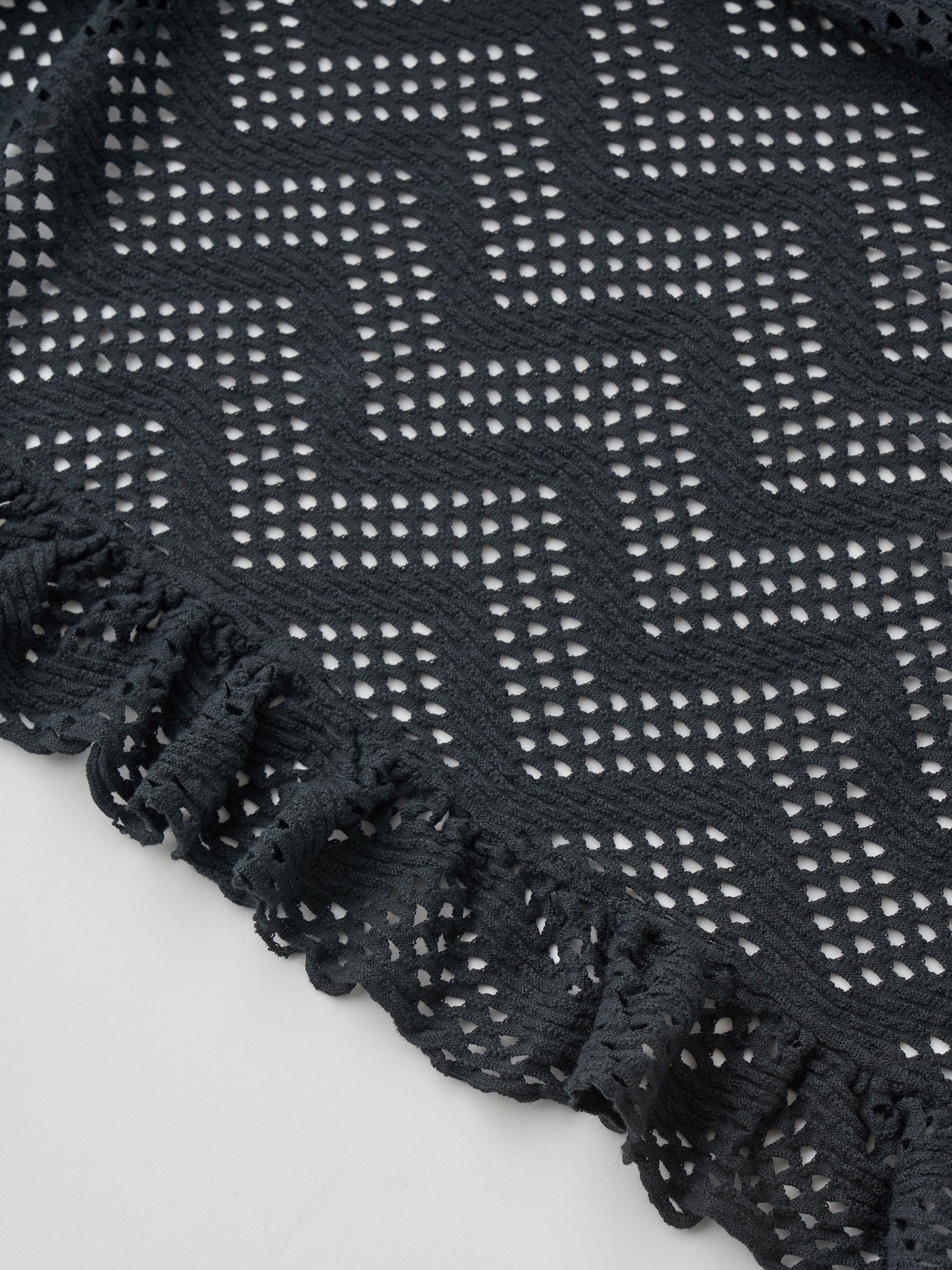 PATTERN MESH COTTON JERSEY RUFFLED TEE