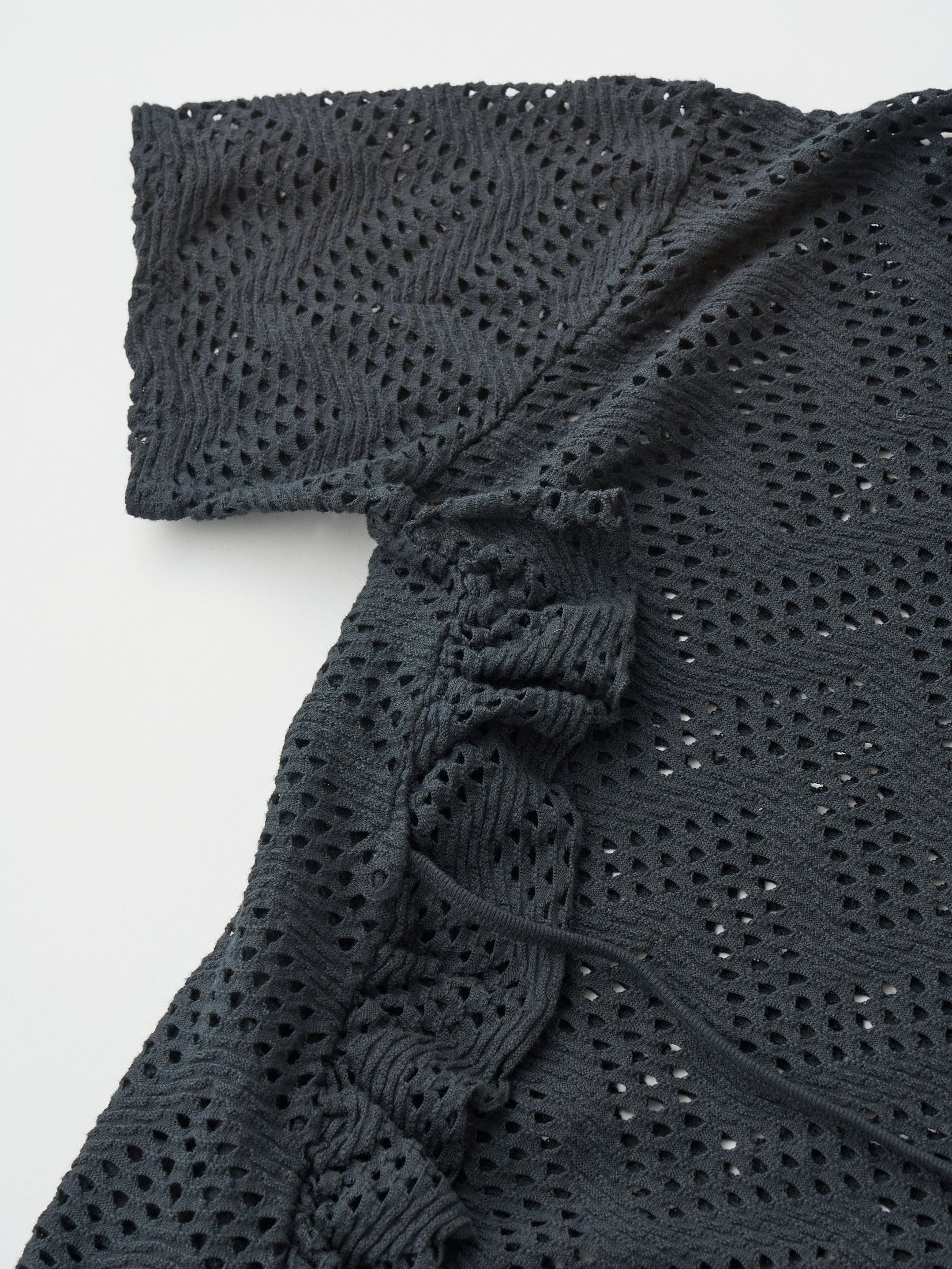 PATTERN MESH COTTON JERSEY RUFFLED TEE