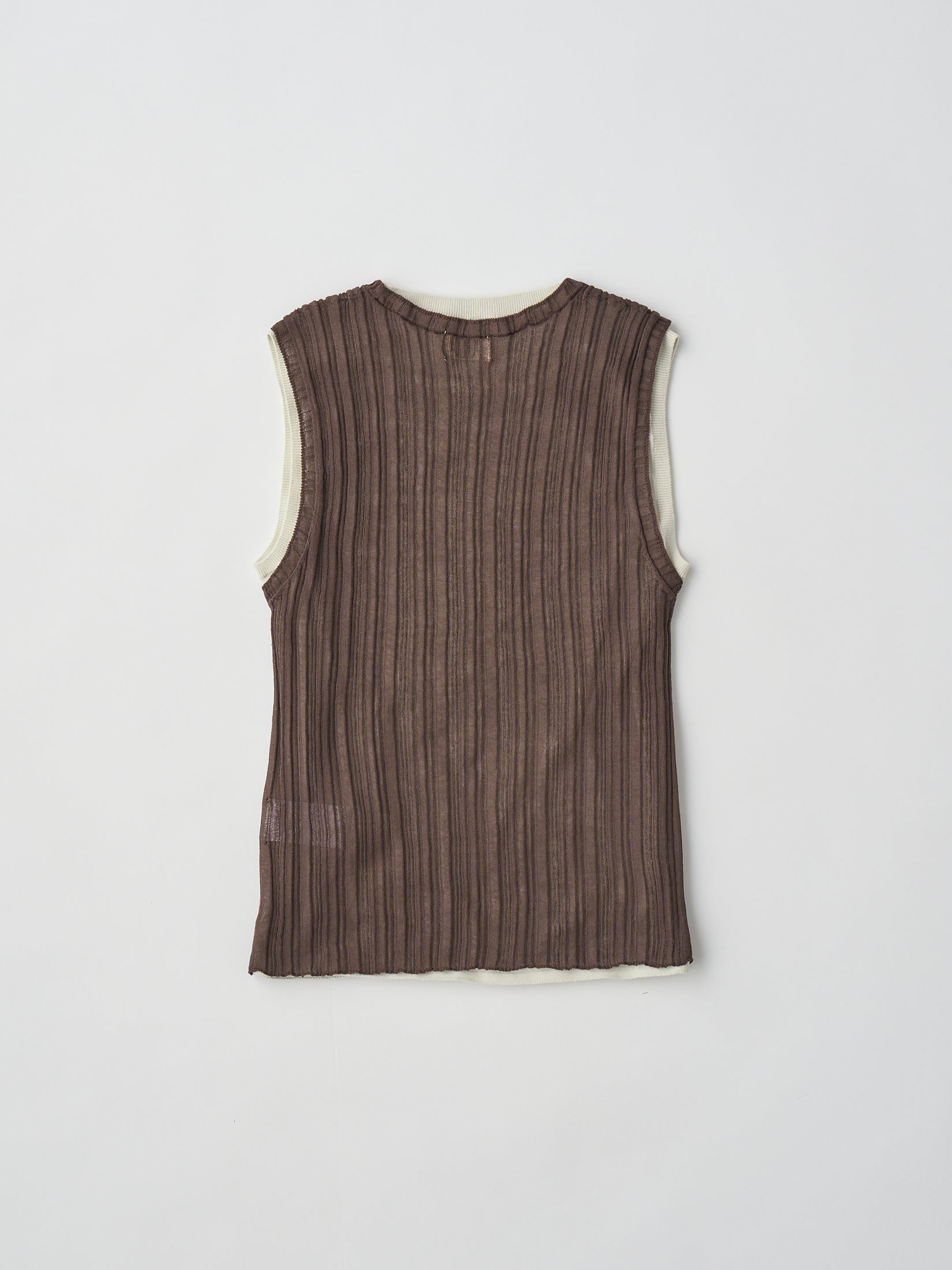 HIGH-TWISTED COTTON SHEER KNIT LAYERED SLEEVELESS TOP
