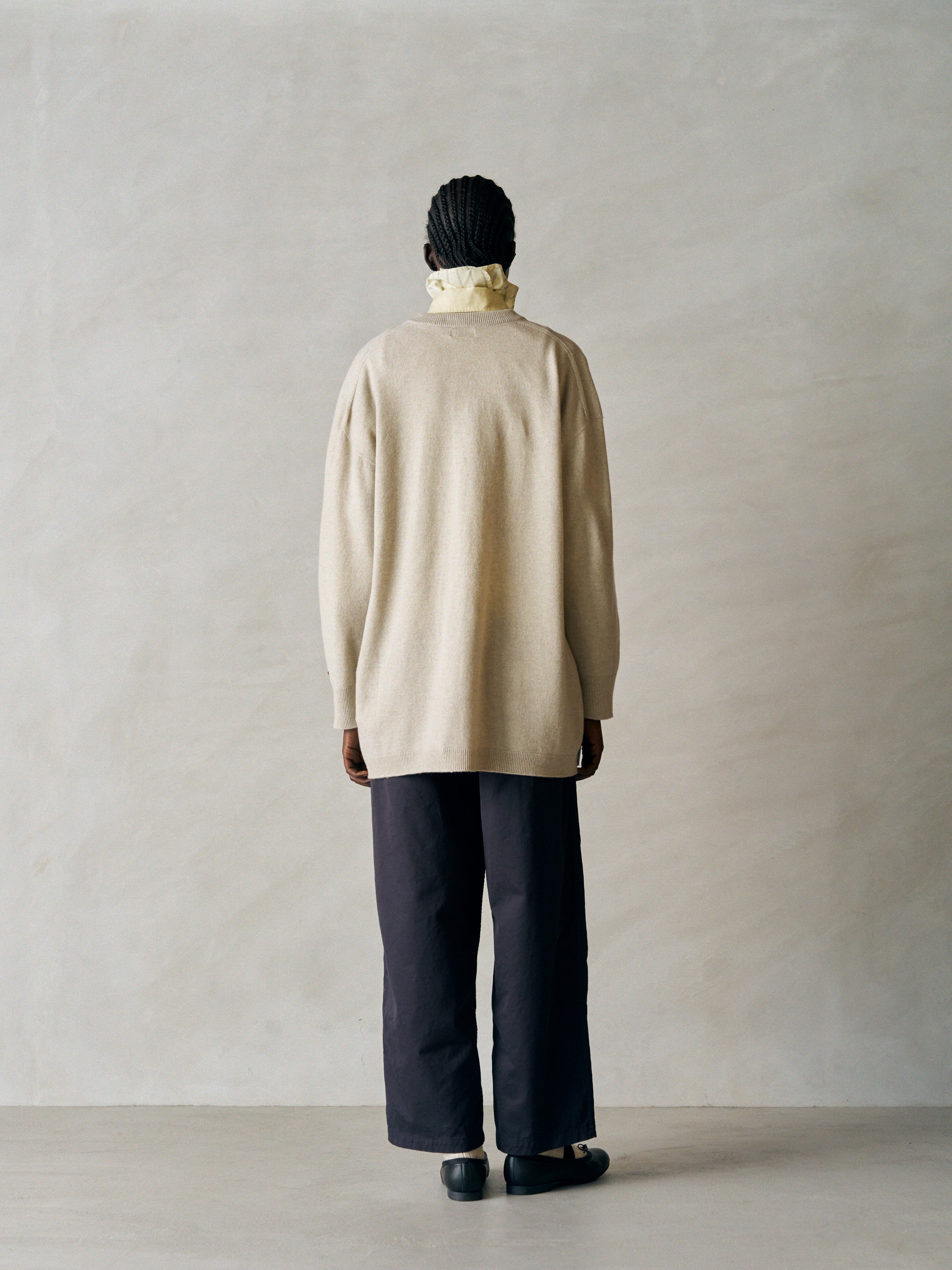 FINX COTTON × SLUB YARN MICRO BRUSHED SATIN DOUBLE KNEE PANTS