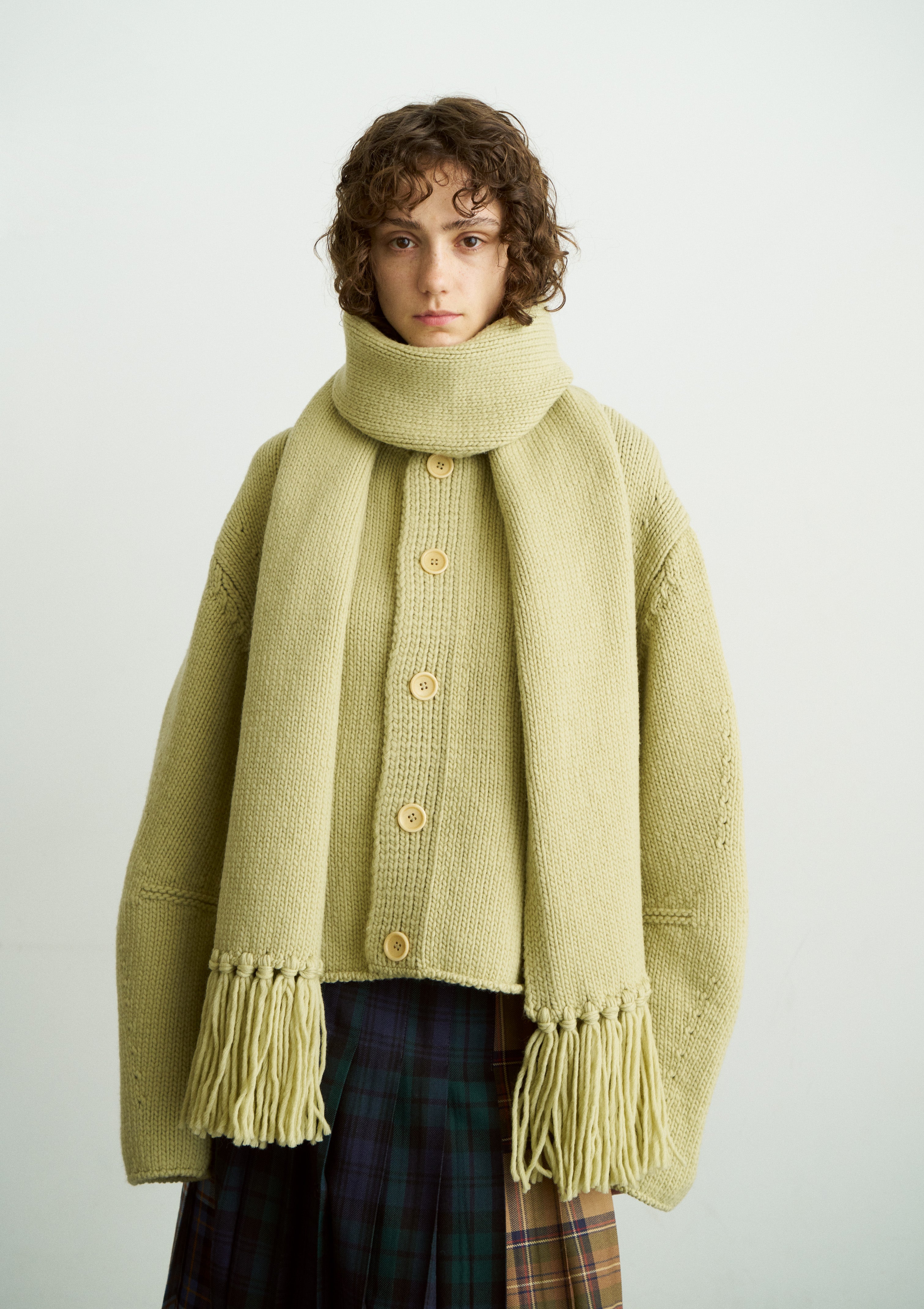 FRENCH MERINO FELT YARN CHUNCKY-KNIT MUFFLER