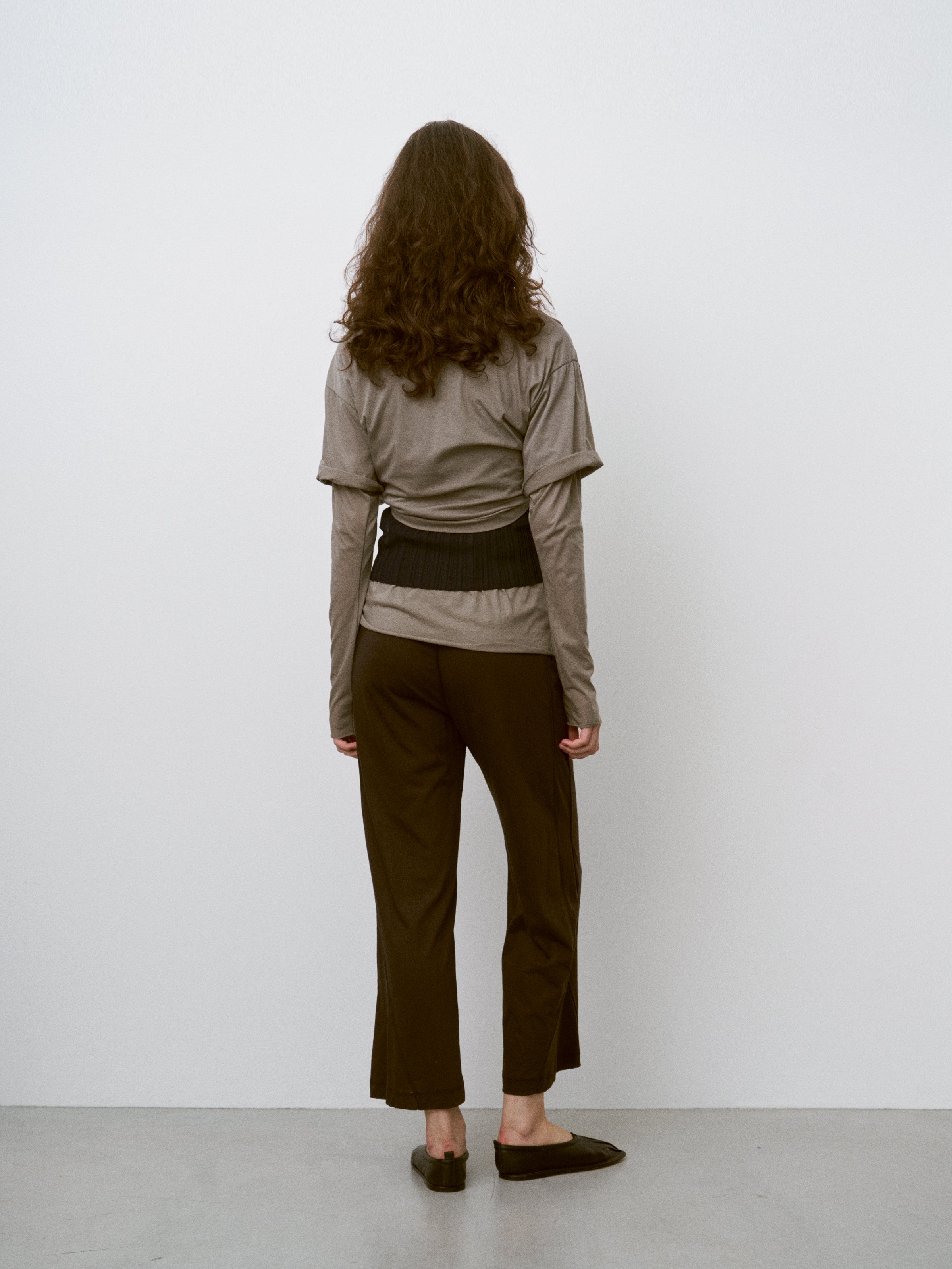 TWISTED COTTON SHEER JERSEY CROPPED TEE