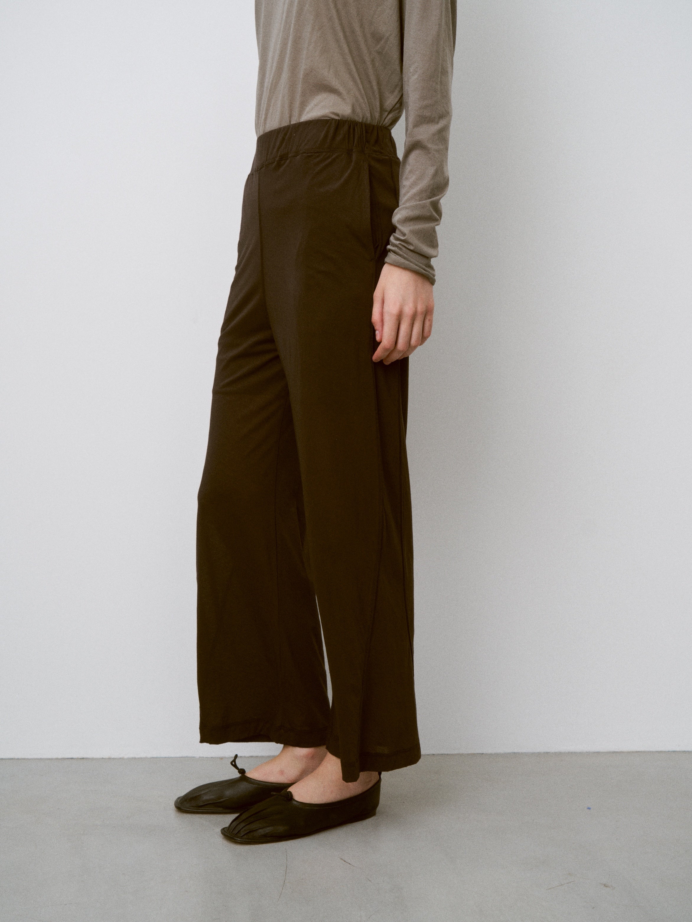 TWISTED COTTON SHEER JERSEY WIDE PANTS