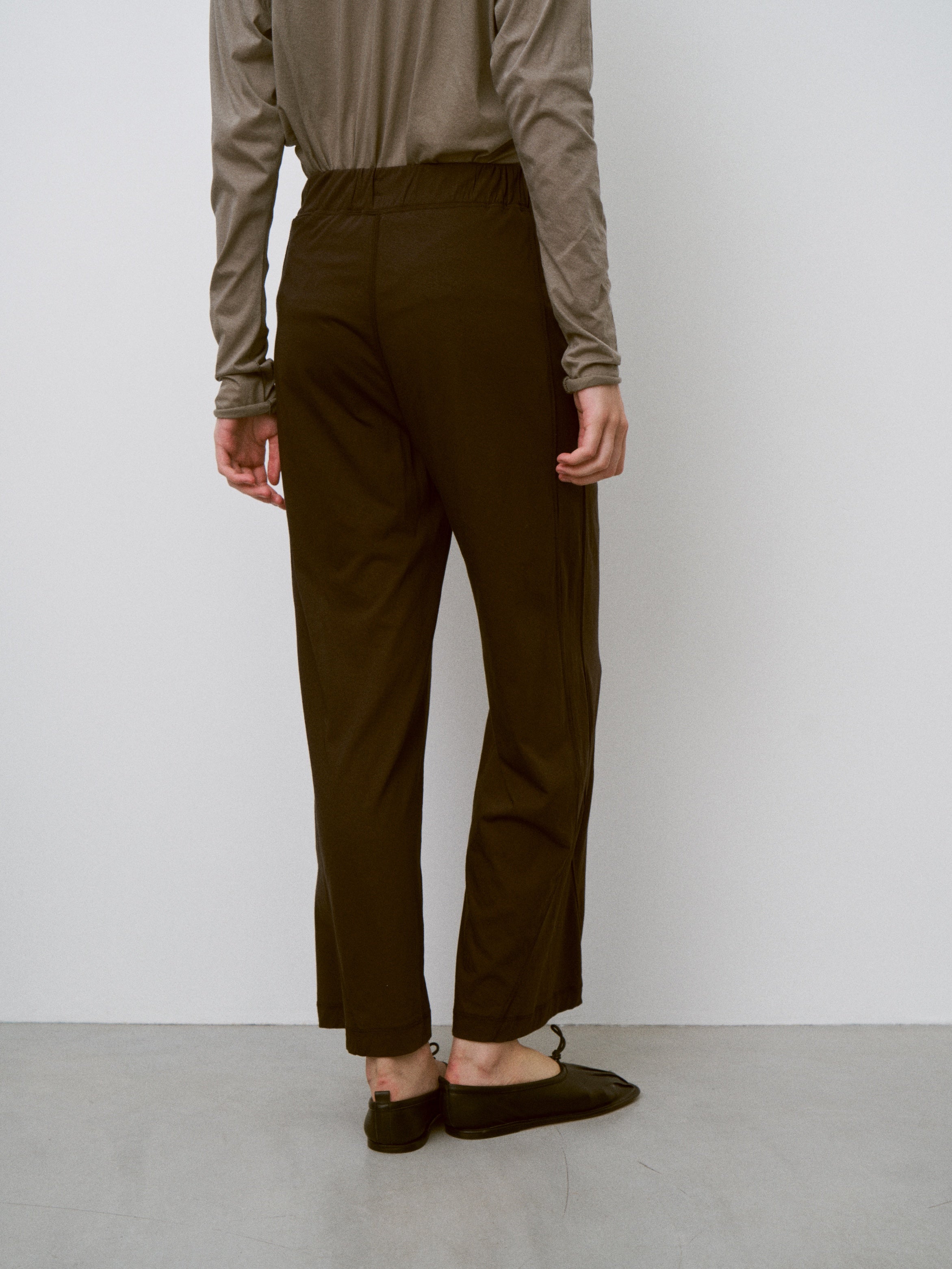 TWISTED COTTON SHEER JERSEY WIDE PANTS