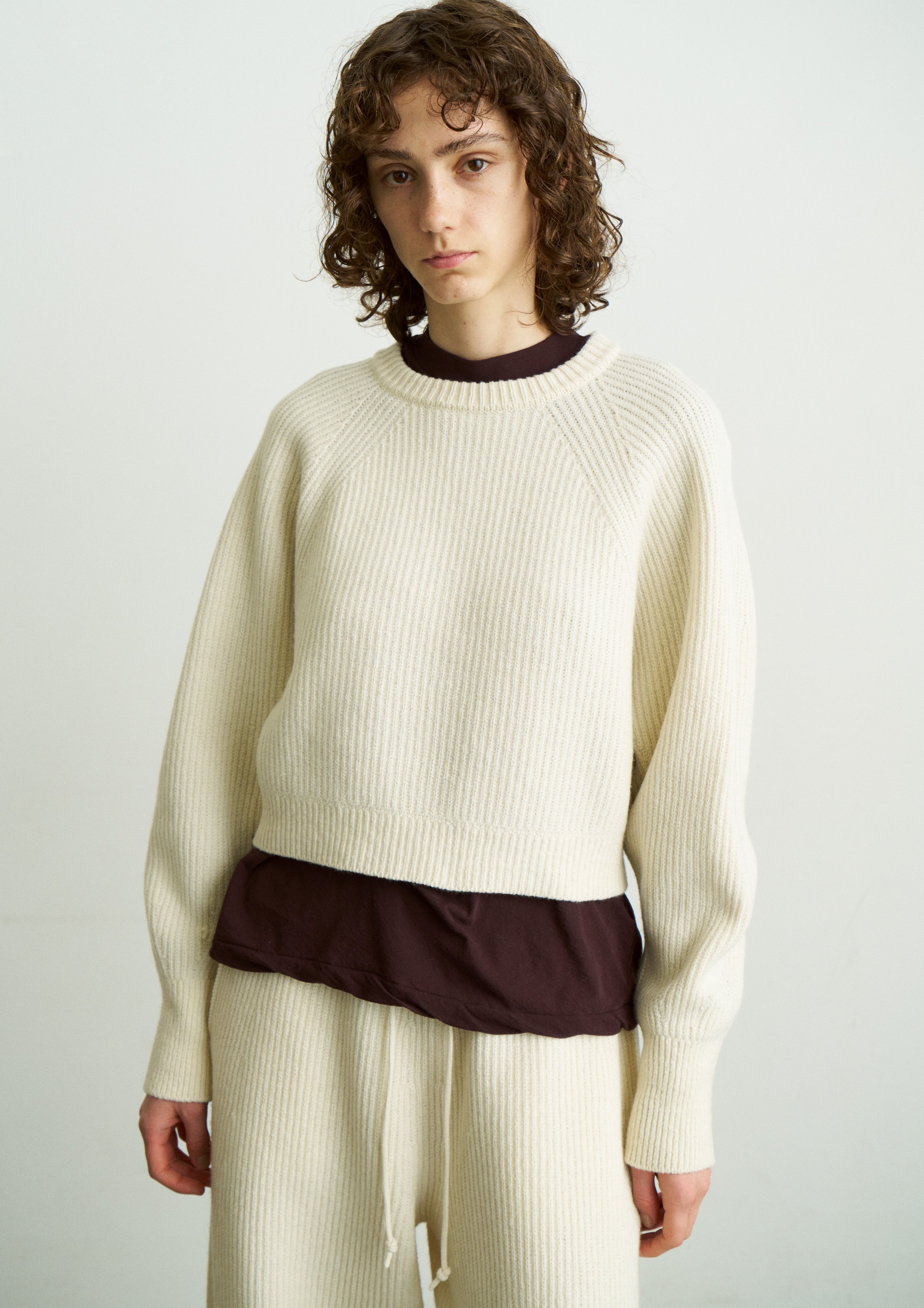WOOLEN COTTON & EX.FINE LAMBS WOOL RIBBED-KNIT P/O
