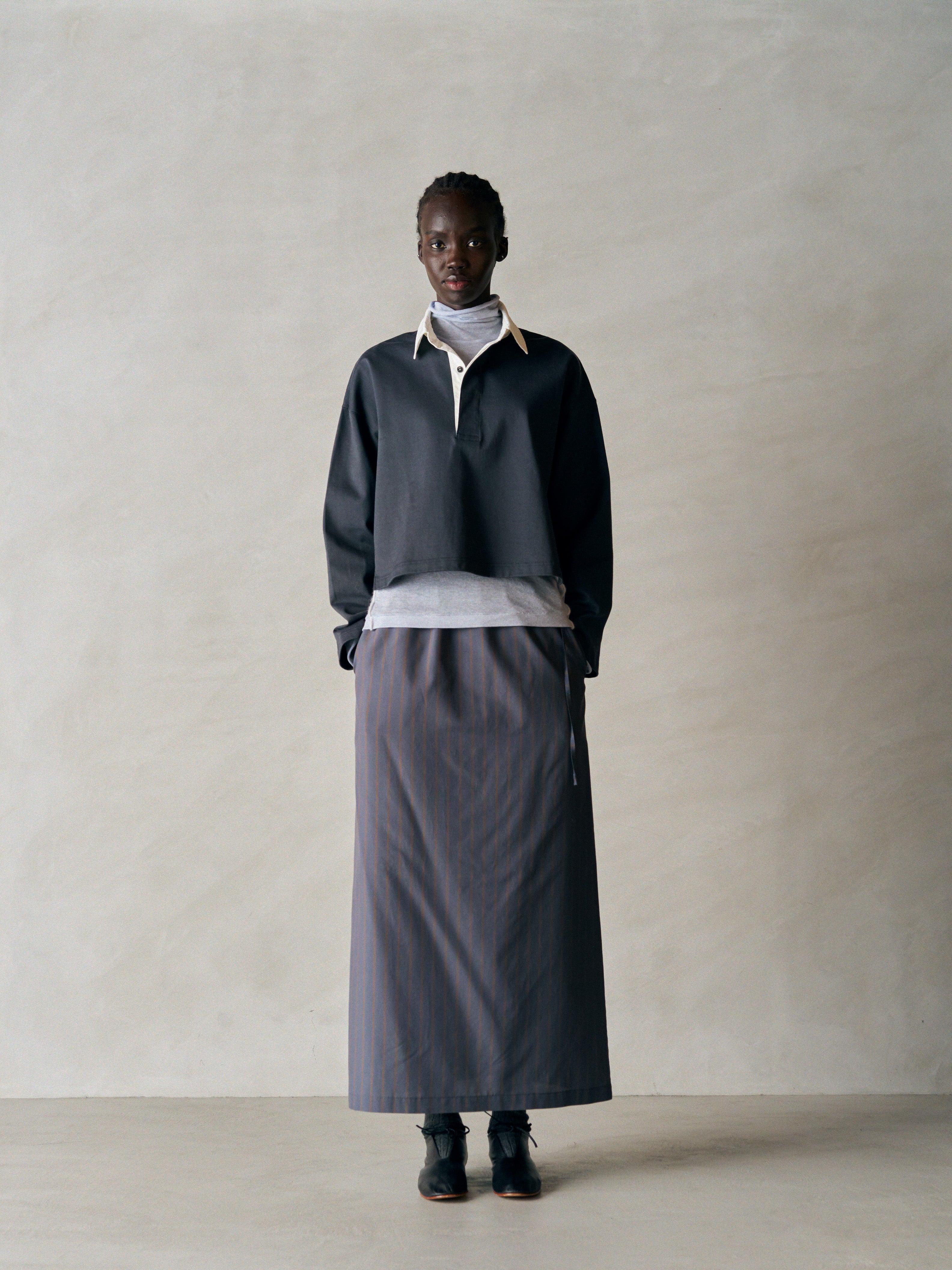 SILK & NYLON SHEER TAFFETA STRIPE SKIRT