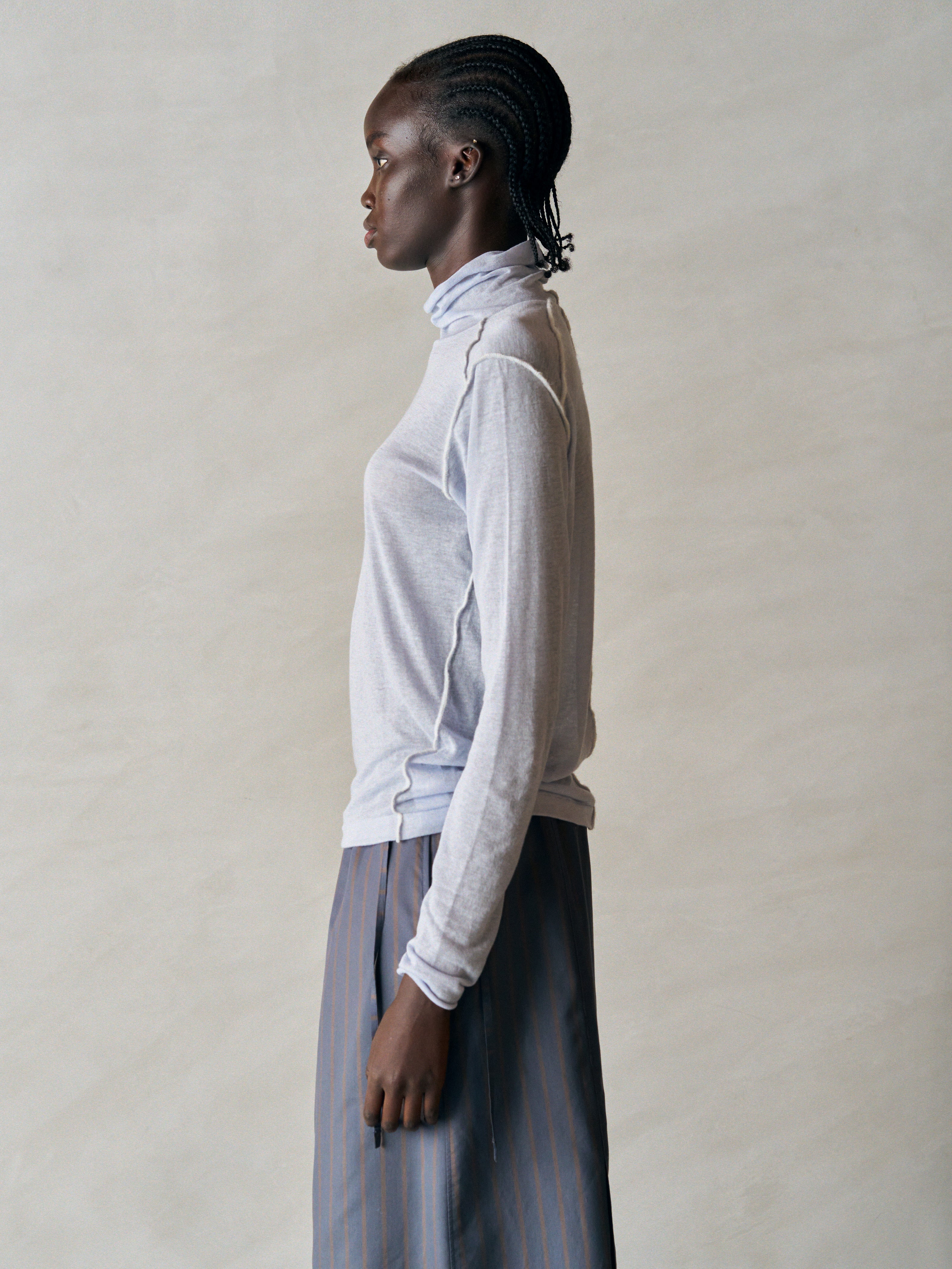 CASHMERE & SUPIMA COTTON GAUZE JERSEY TURTLE-NECK TEE
