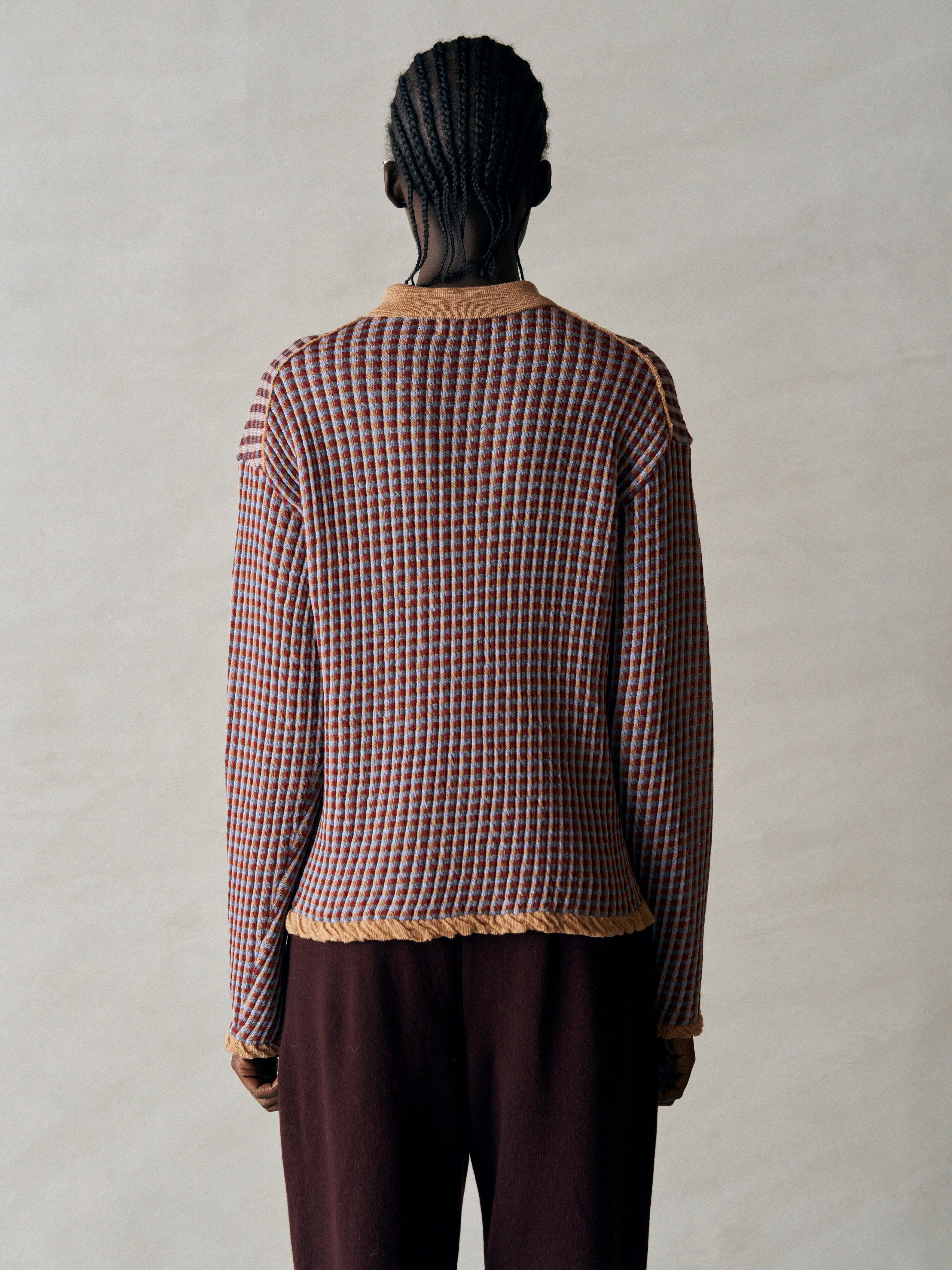 HIGH TWISTED WOOL JQ PATTERN KNIT SHIRTS