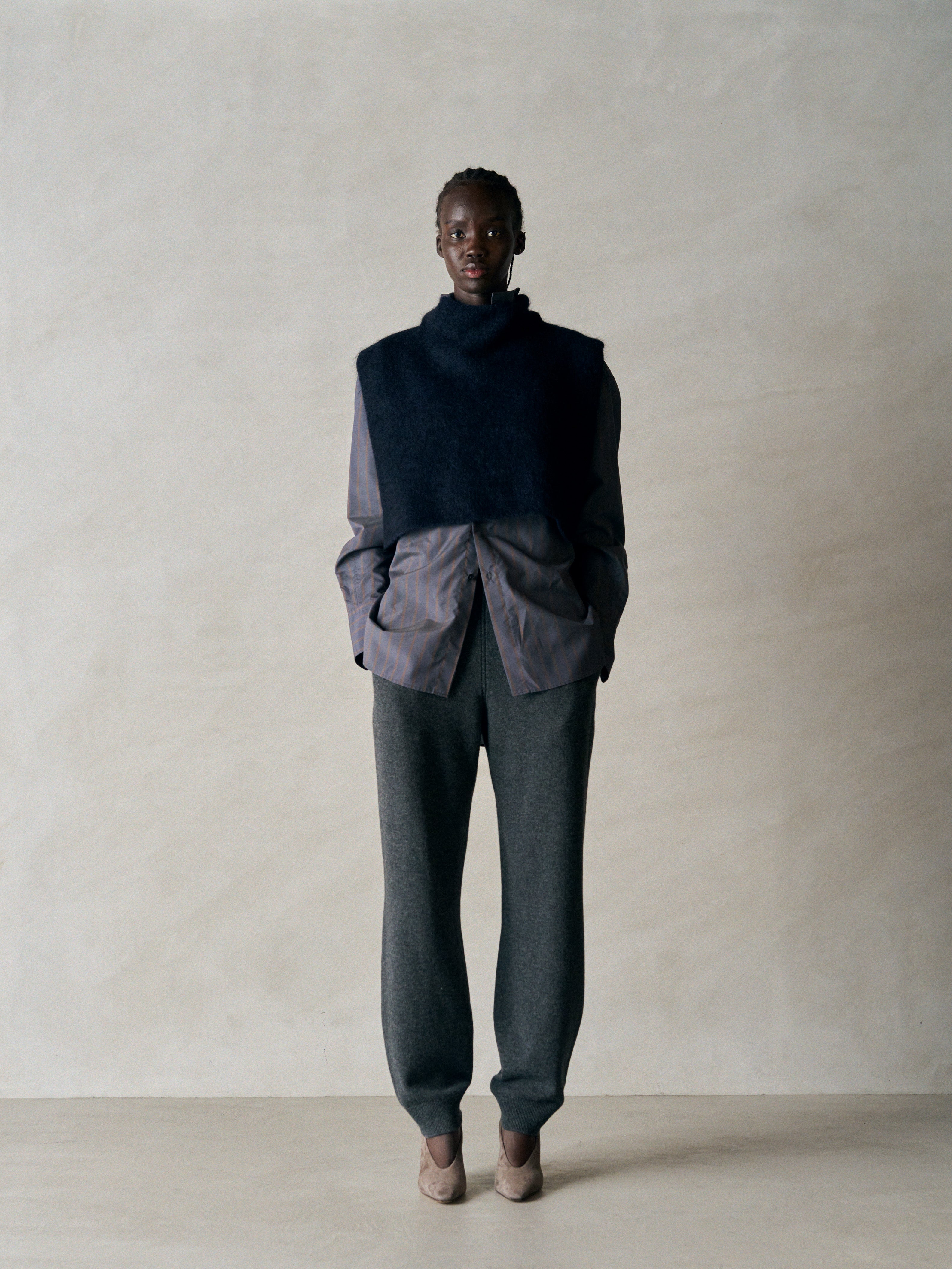 SILK & NYLON SHEER TAFFETA STRIPE SHIRT