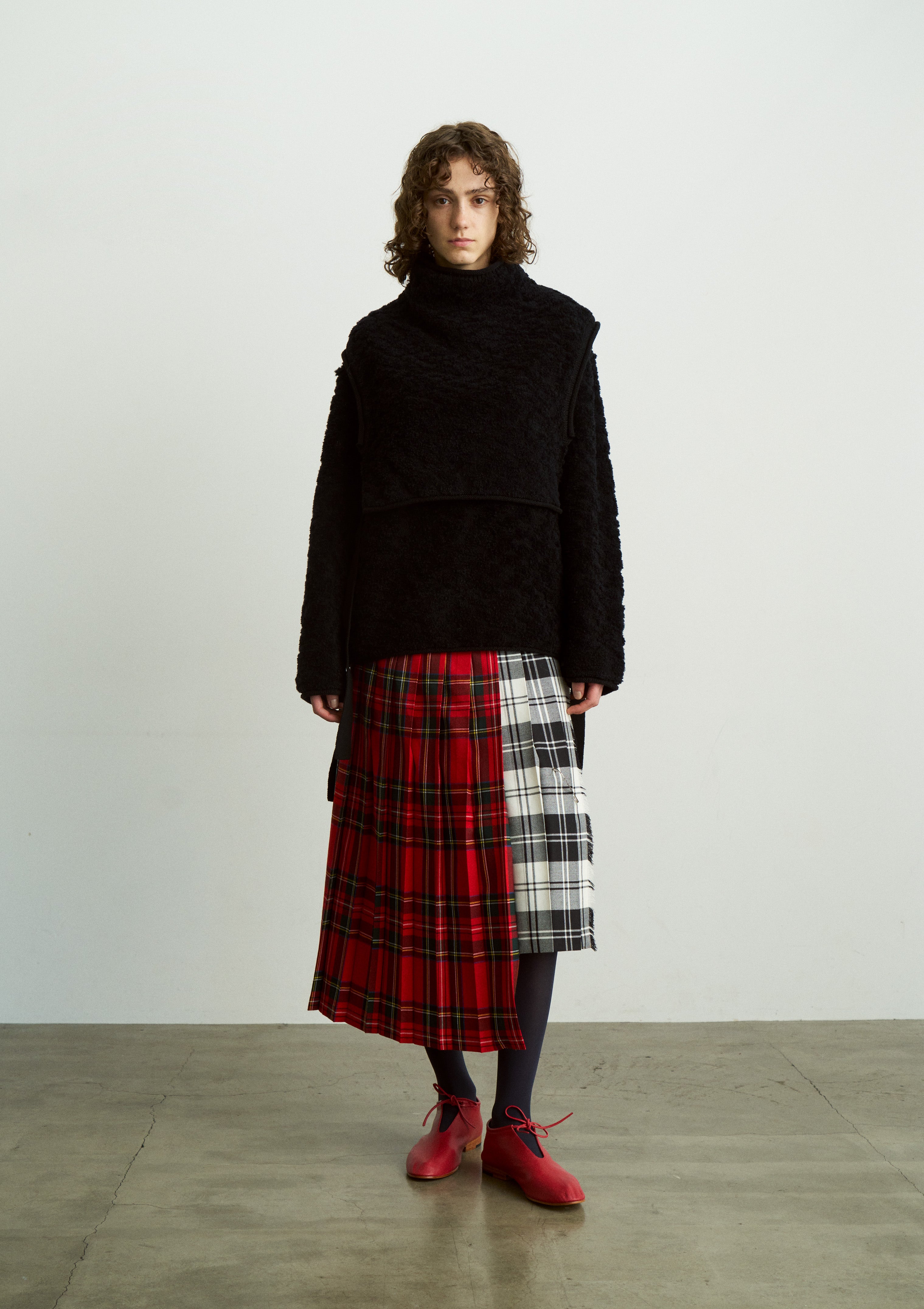 【 O'NEIL OF DUBLIN × UNFIL 】WORSTED WOOL ASYMMETRY KILT SKIRT