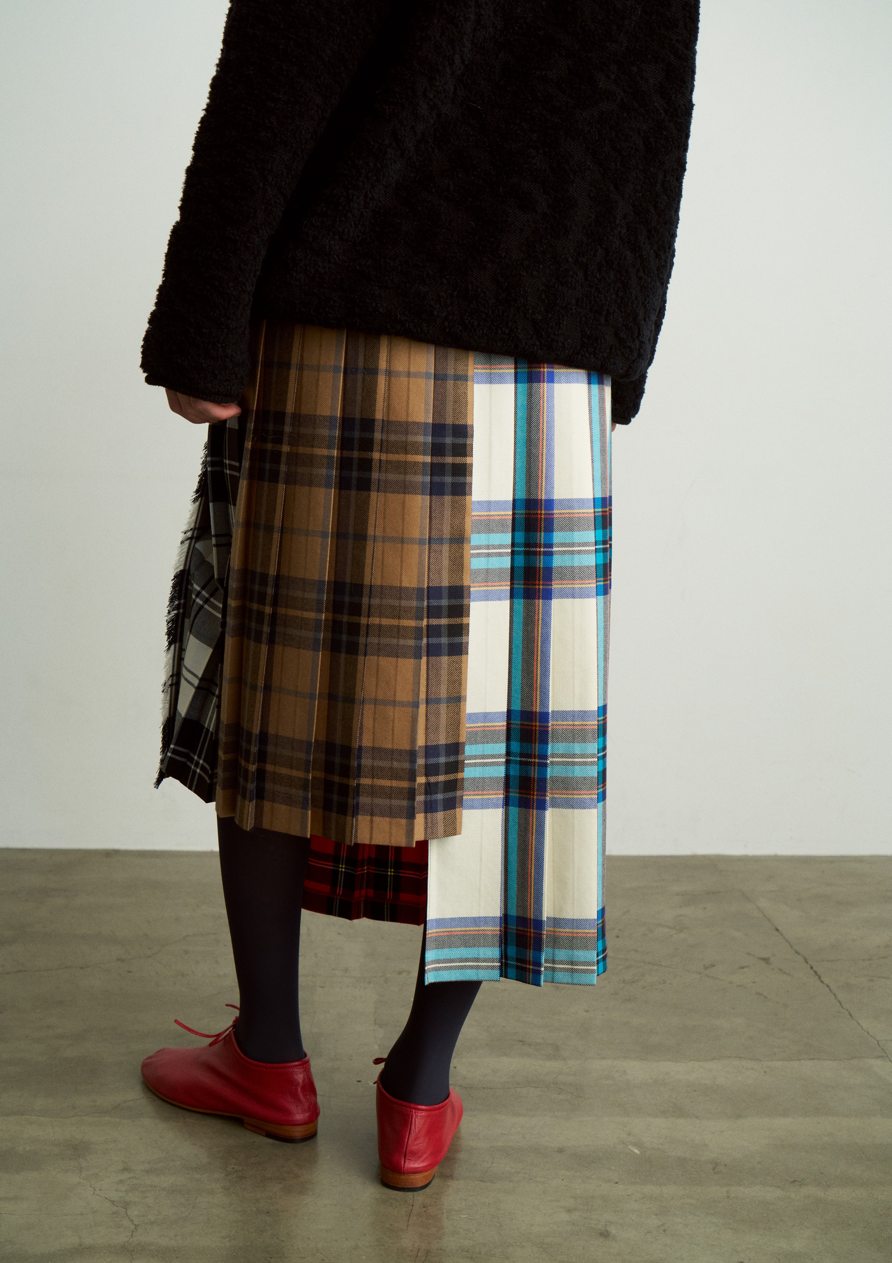 【 O'NEIL OF DUBLIN × UNFIL 】WORSTED WOOL ASYMMETRY KILT SKIRT
